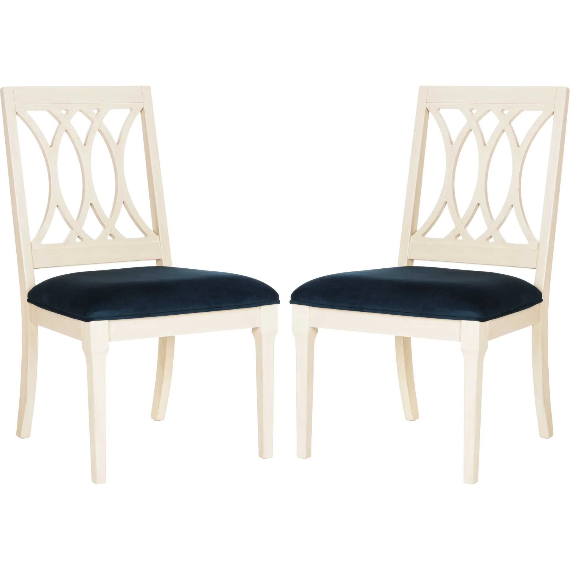 Seaside Velvet Side Chair Navy/Antique White (Set of 2) - Image 2