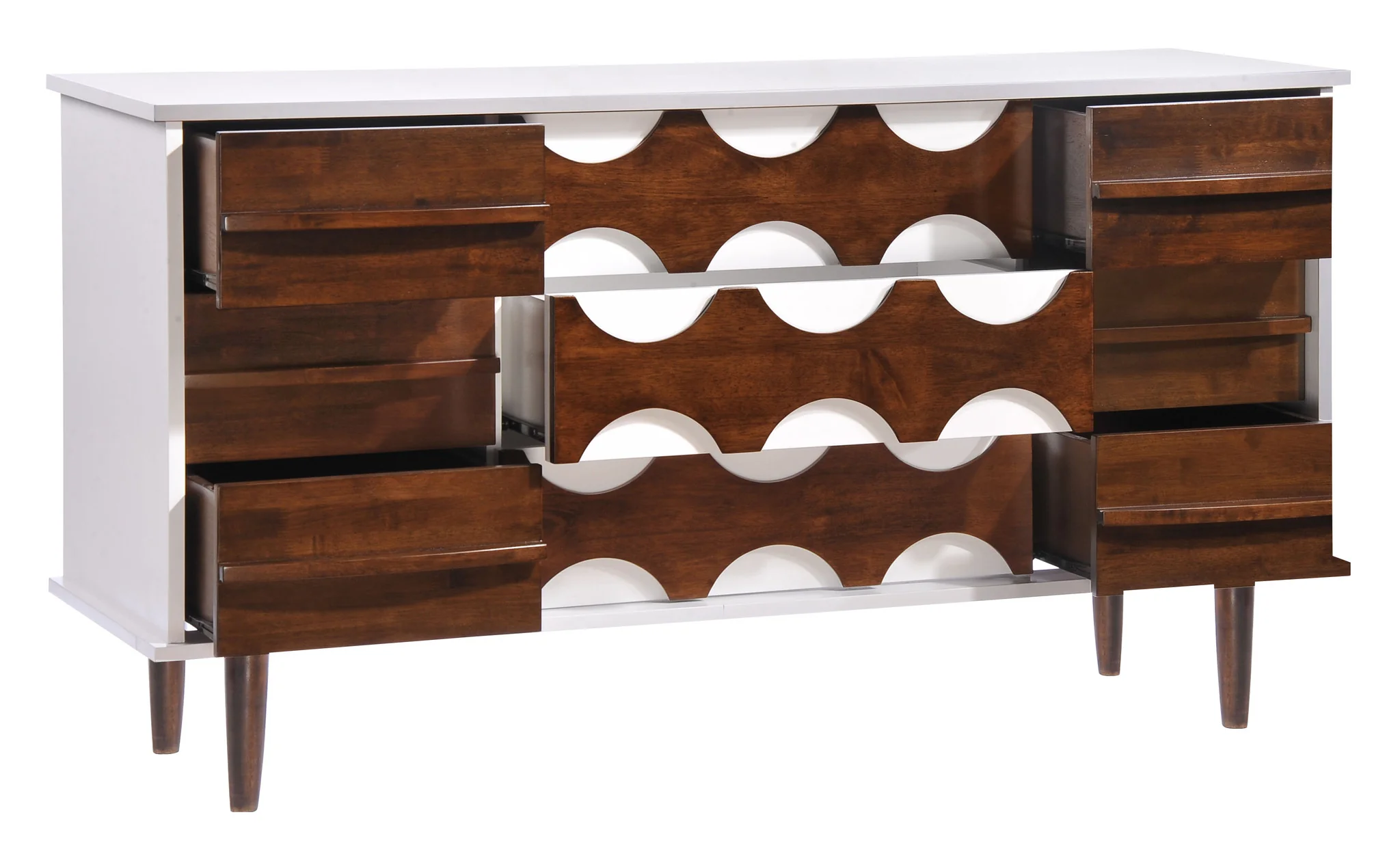 Seaton Double Dresser Walnut & White - Image 3