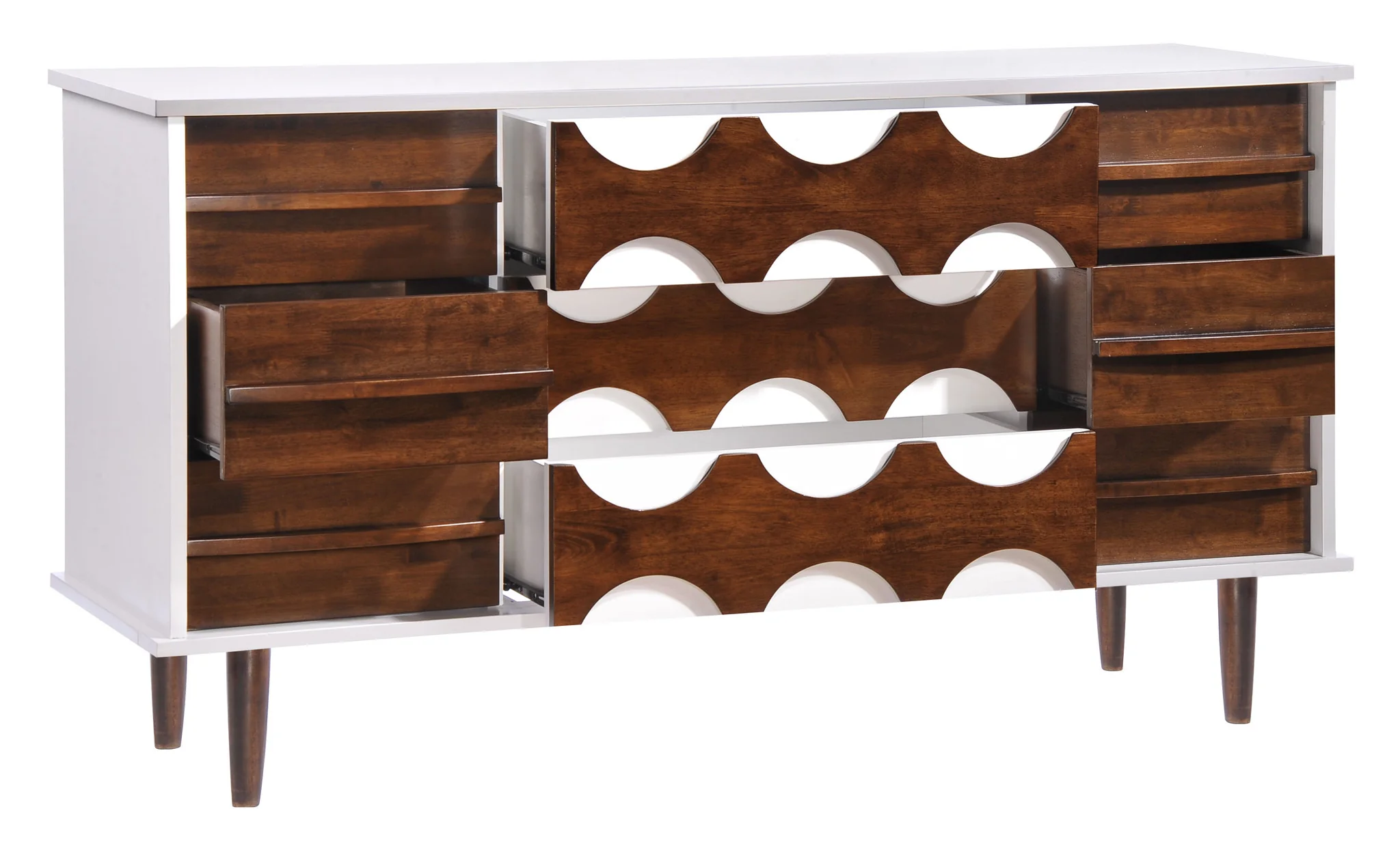 Seaton Double Dresser Walnut & White - Image 4