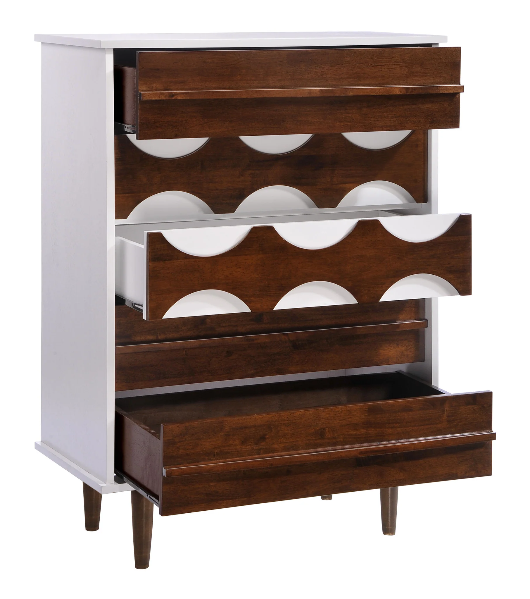 Seaton High Chest Walnut & White - Image 3