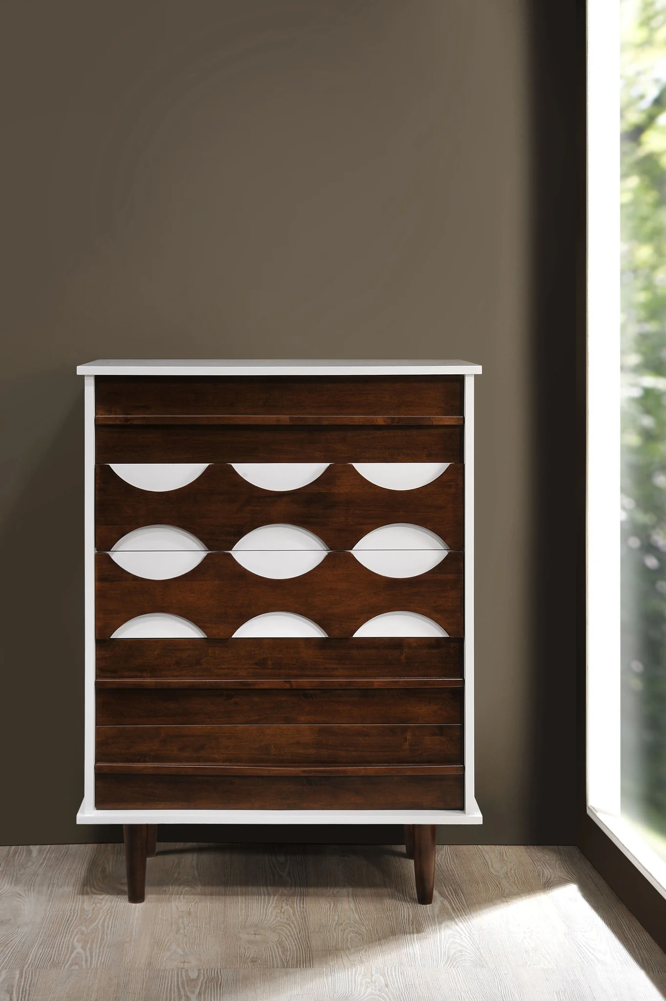 Seaton High Chest Walnut & White - Image 5