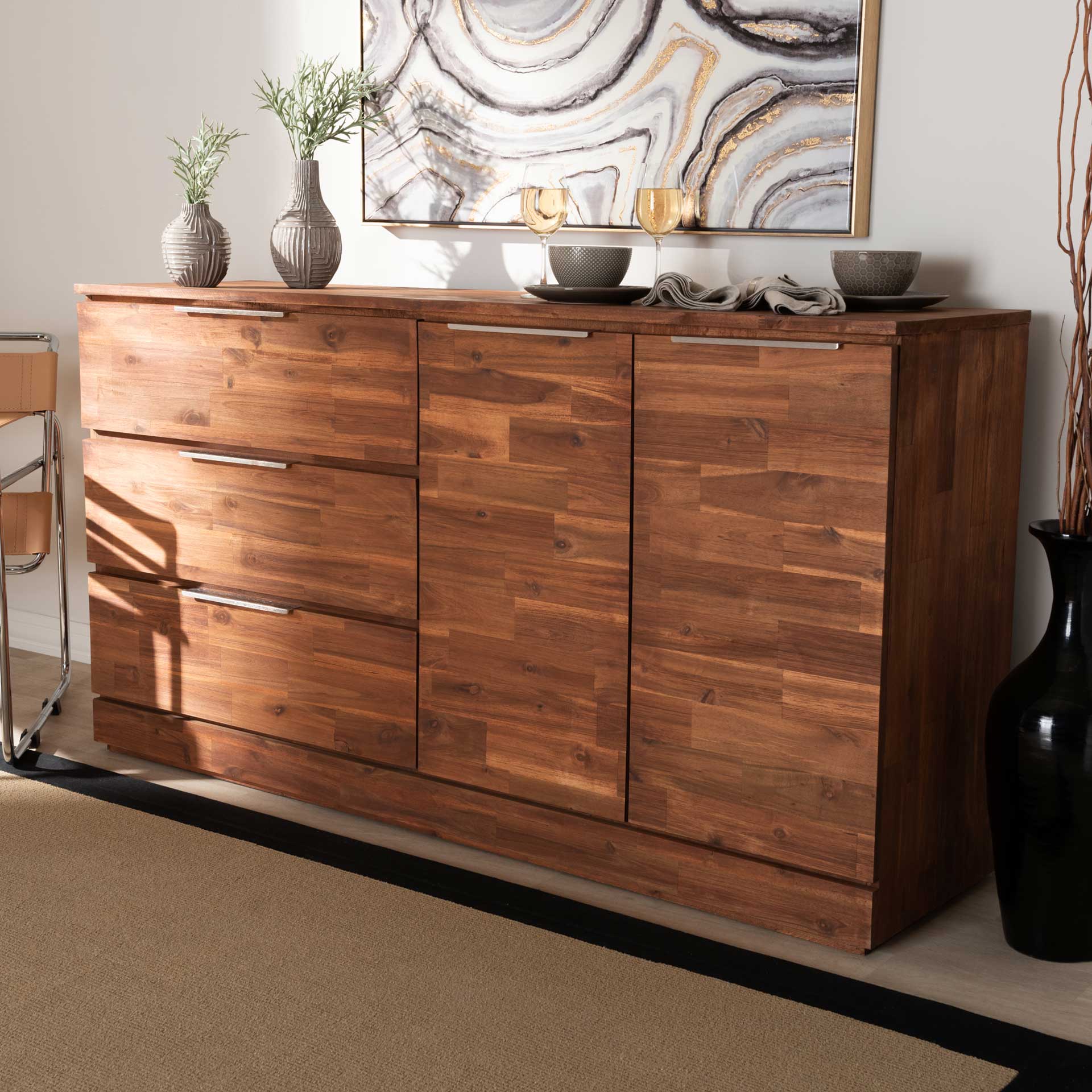 Seattle 3-Drawer Wood Server Golden Oak - Image 8