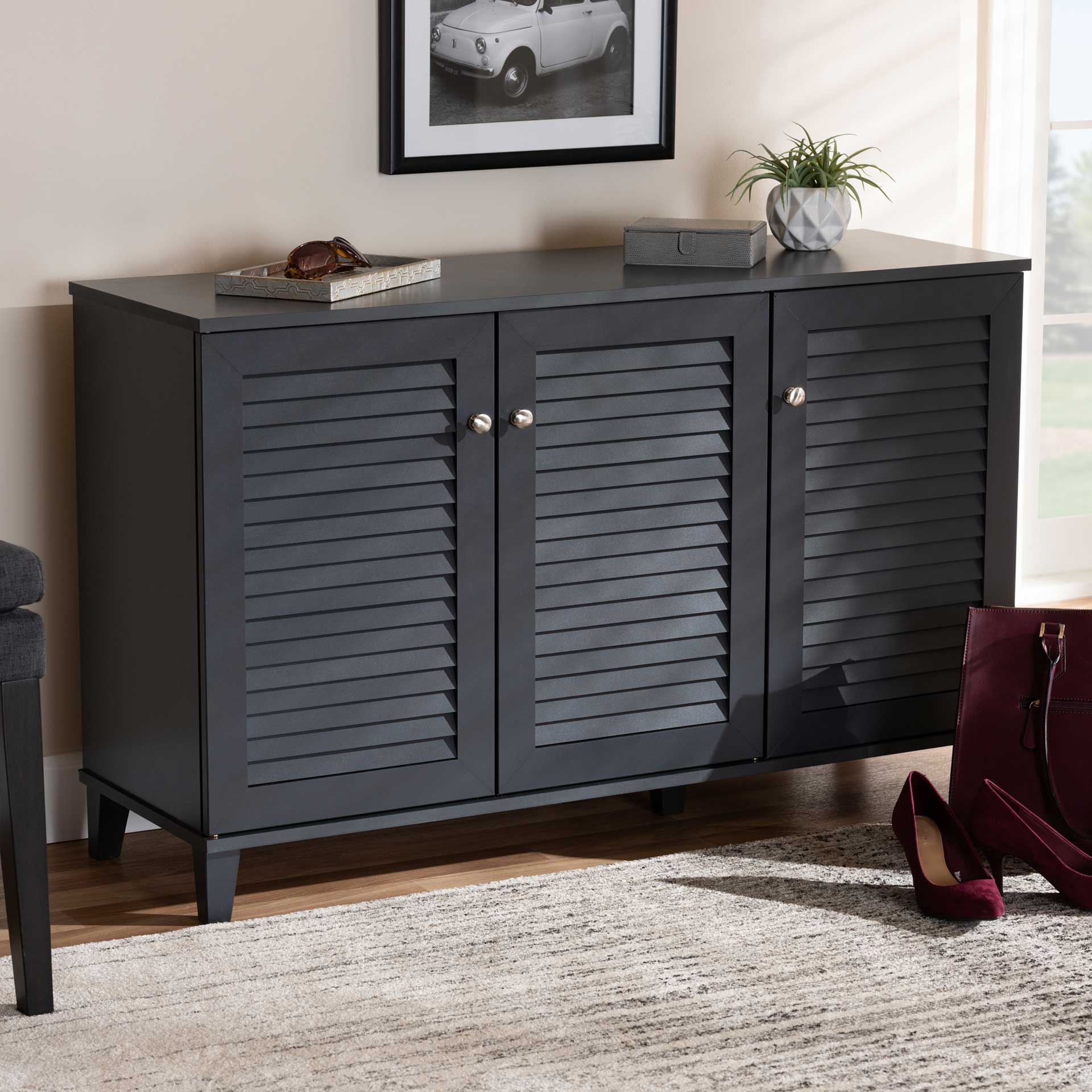 Seattle 8-Shelf Wood Shoe Cabinet Gray - Image 7