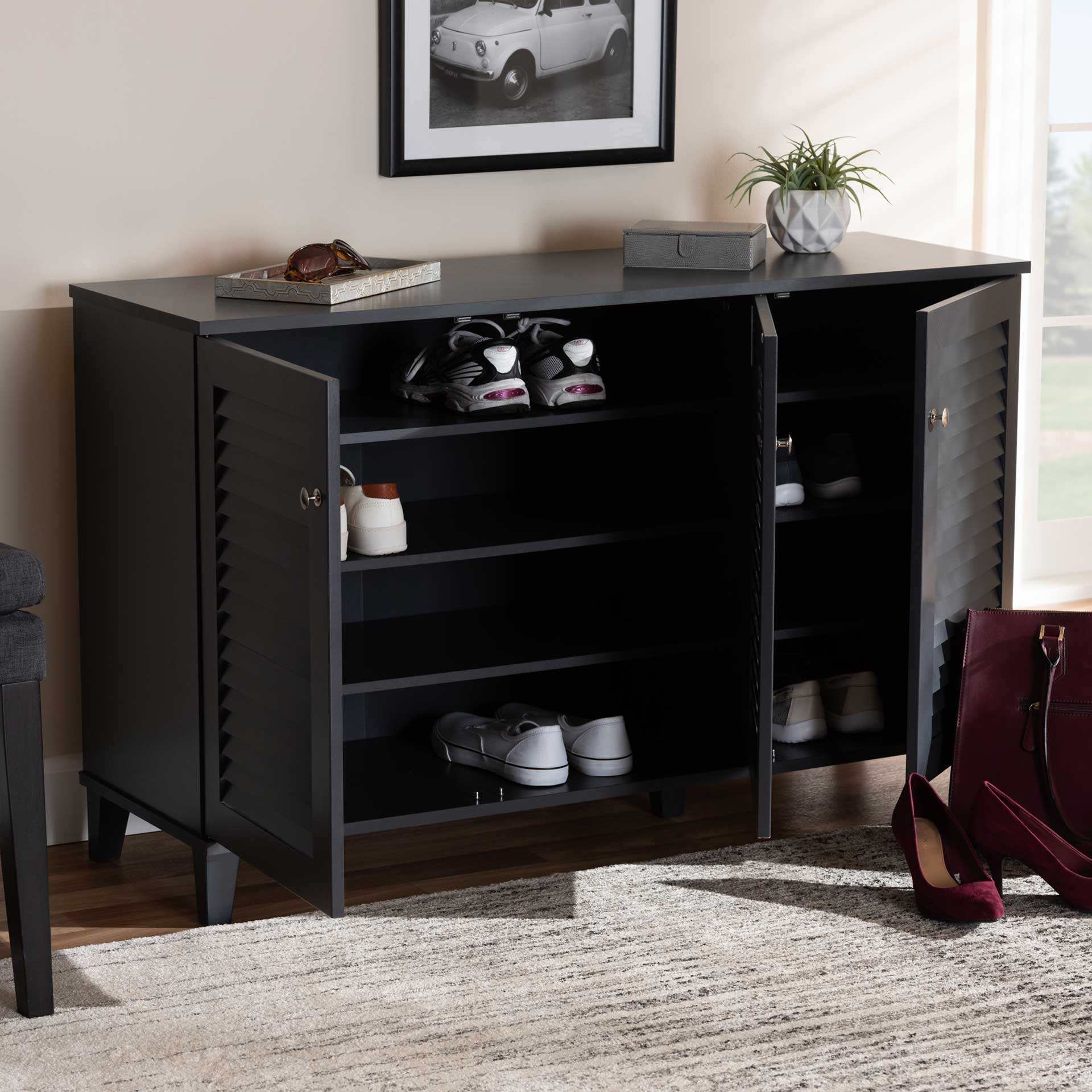 Seattle 8-Shelf Wood Shoe Cabinet Gray - Image 8