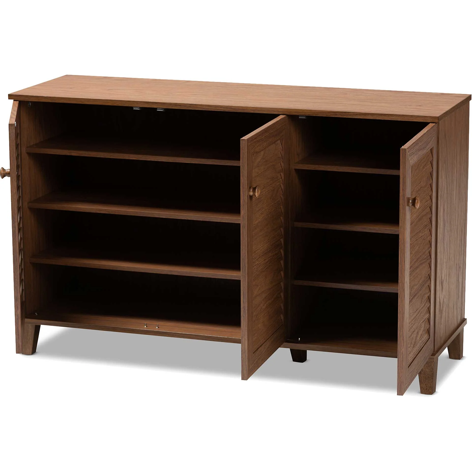 Seattle 8-Shelf Wood Shoe Cabinet Walnut - Image 4