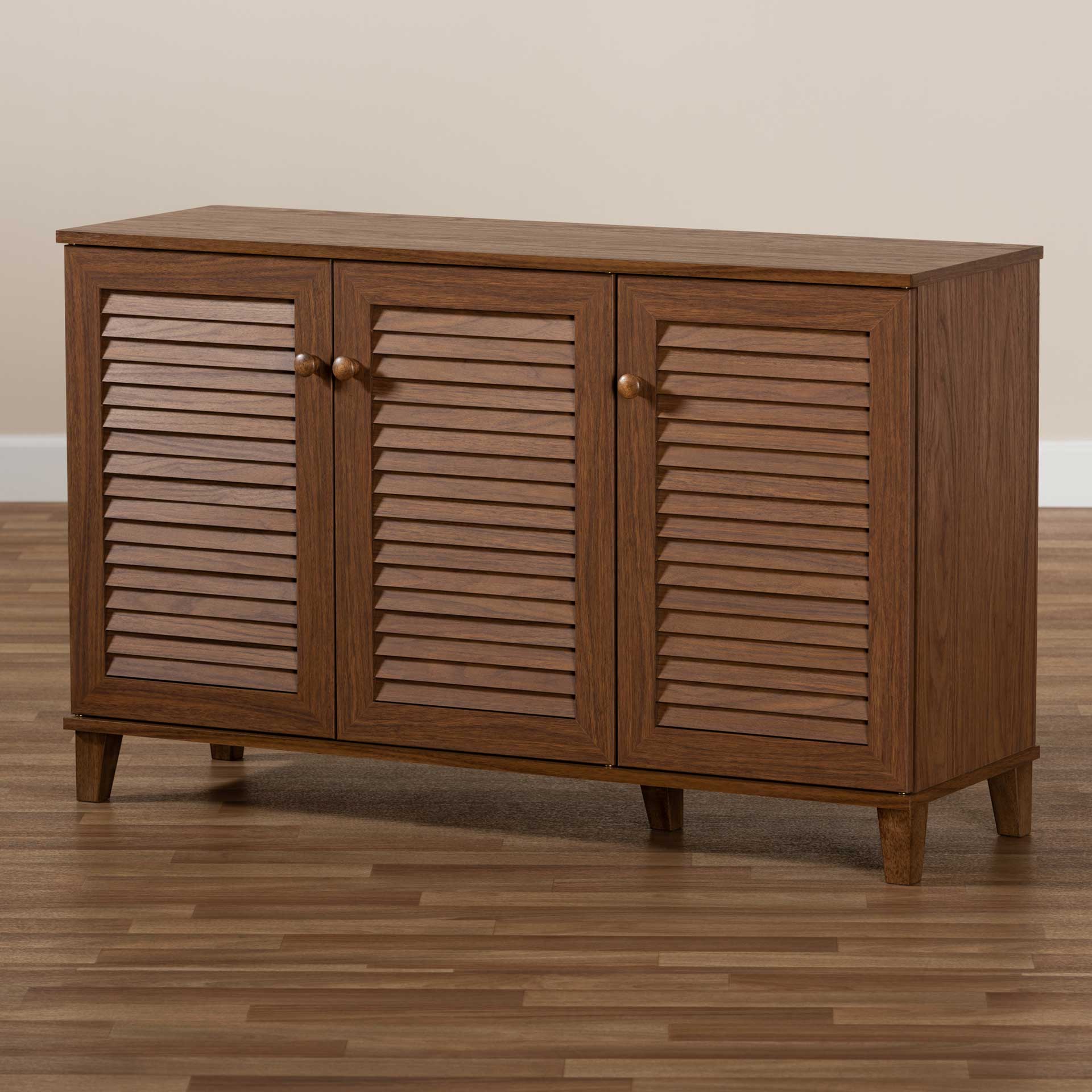 Seattle 8-Shelf Wood Shoe Cabinet Walnut - Image 8