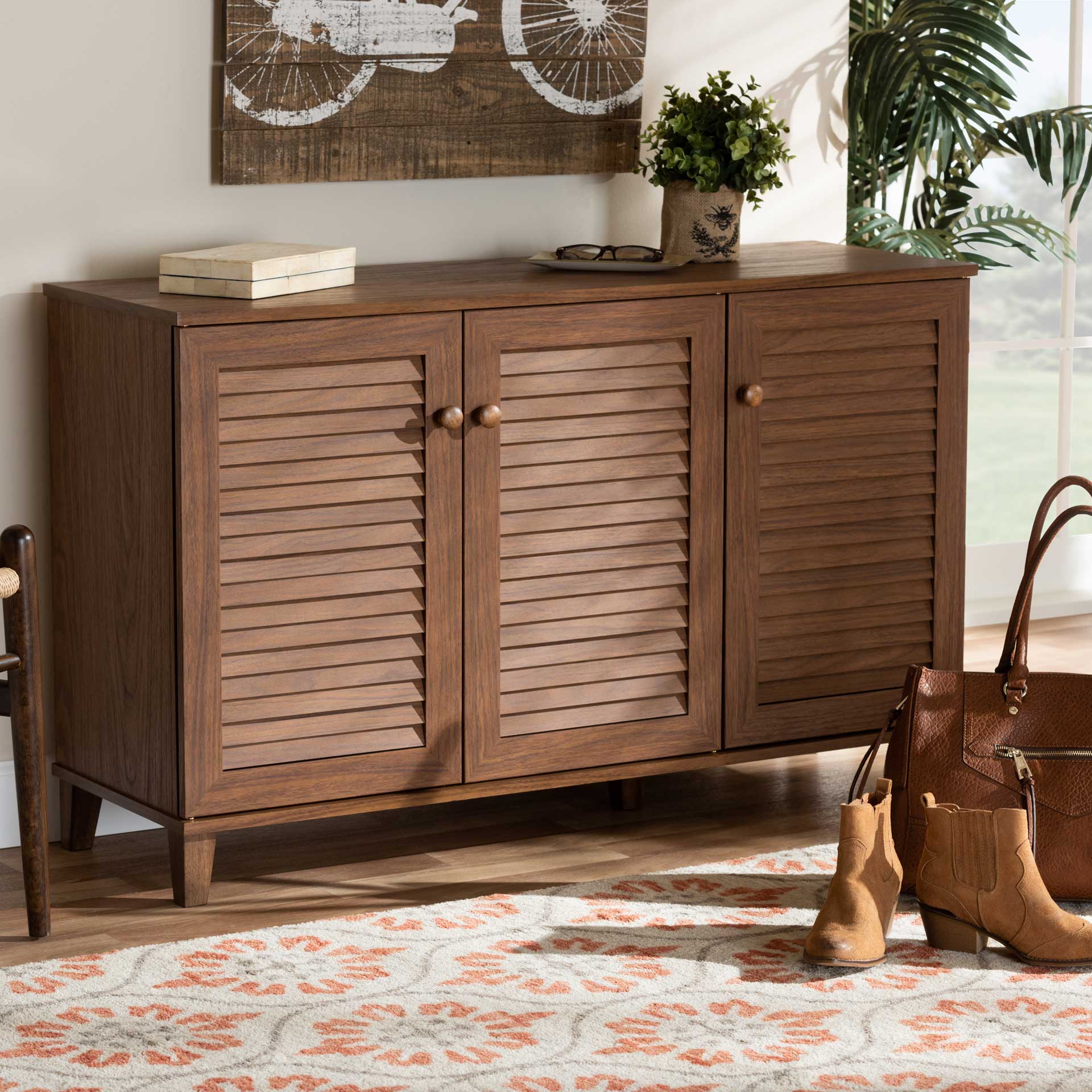 Seattle 8-Shelf Wood Shoe Cabinet Walnut - Image 9