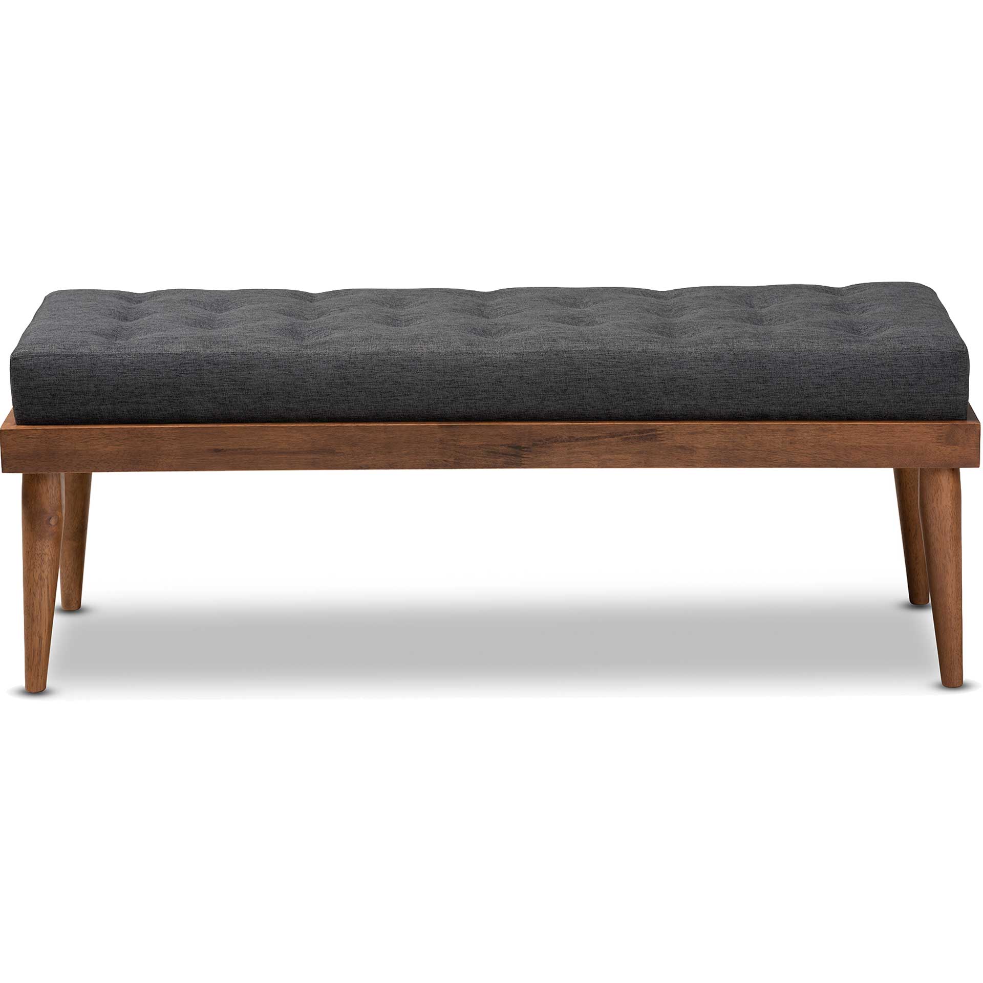 Seattle Fabric Upholstered Bench Charcoal/Walnut - Image 2
