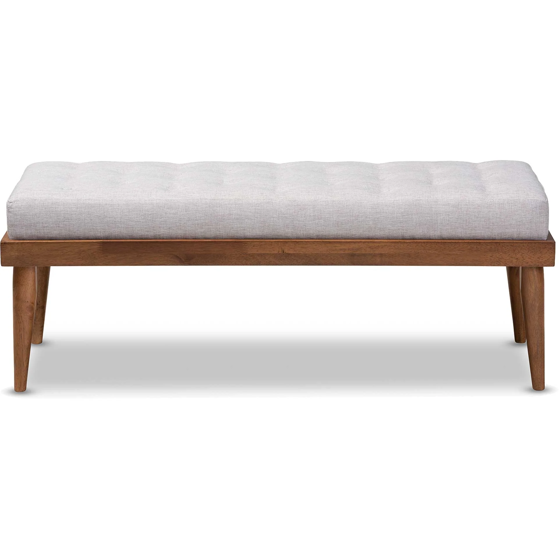 Seattle Fabric Upholstered Bench Grayish Beige/Walnut - Image 2
