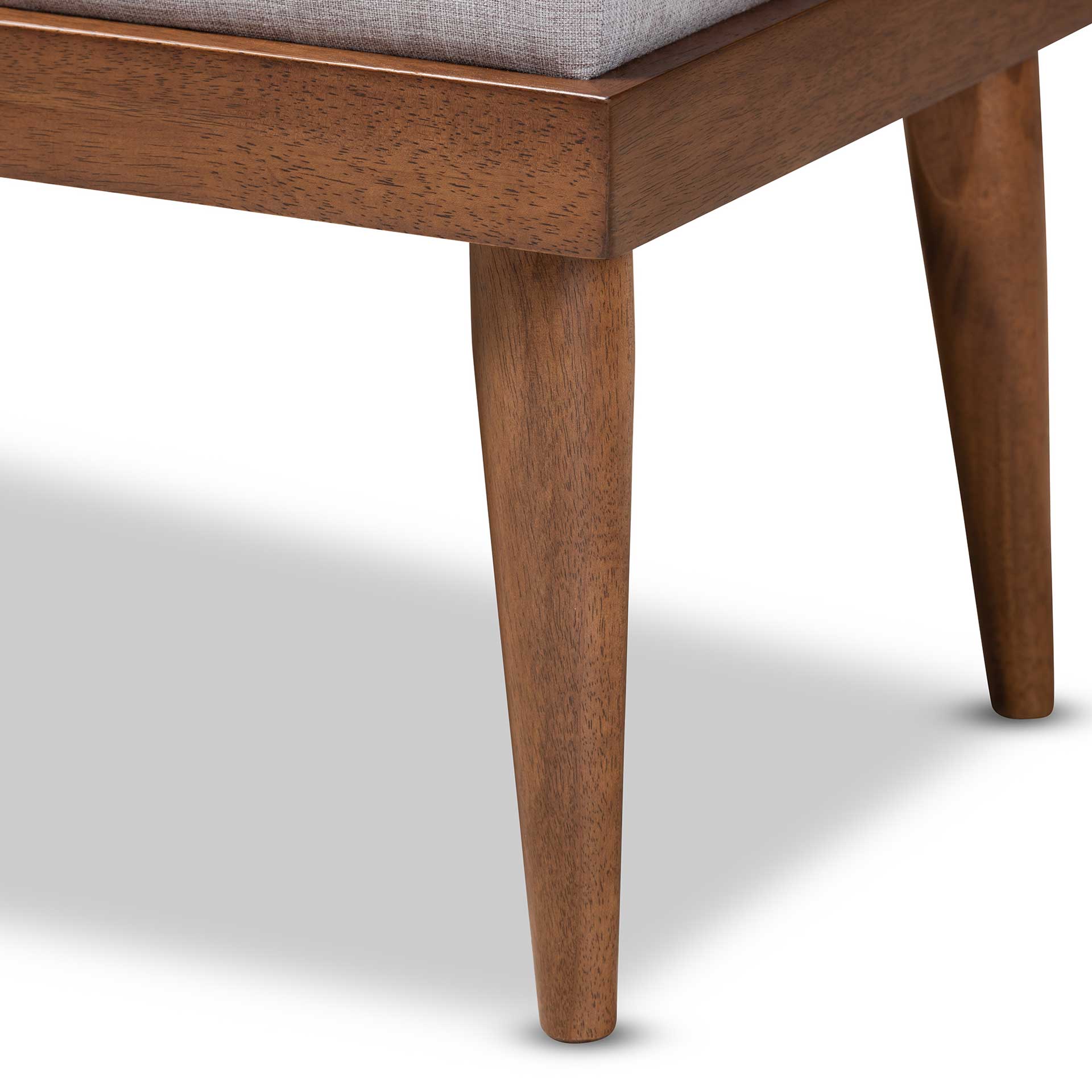 Seattle Fabric Upholstered Bench Grayish Beige/Walnut - Image 5
