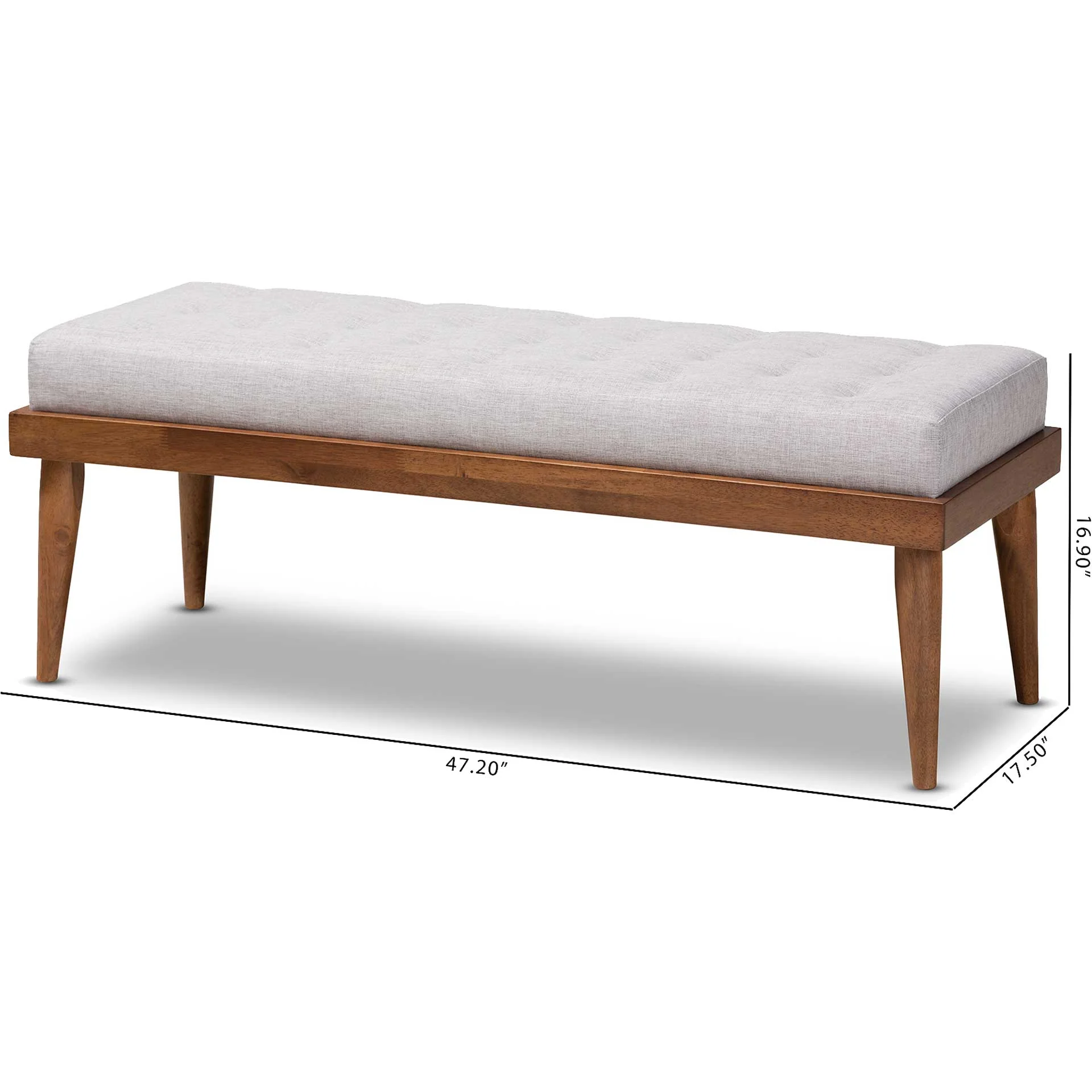 Seattle Fabric Upholstered Bench Grayish Beige/Walnut - Image 6