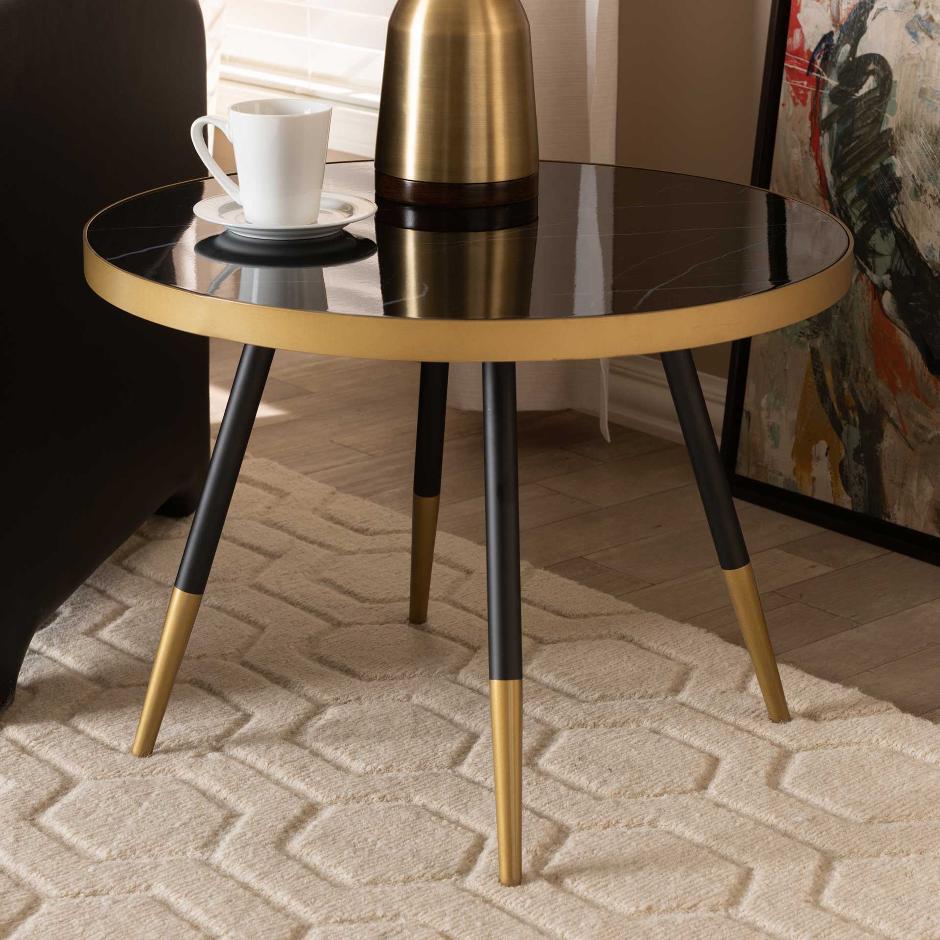 Seattle Marble/Metal Coffee Table Black/Gold - Image 7