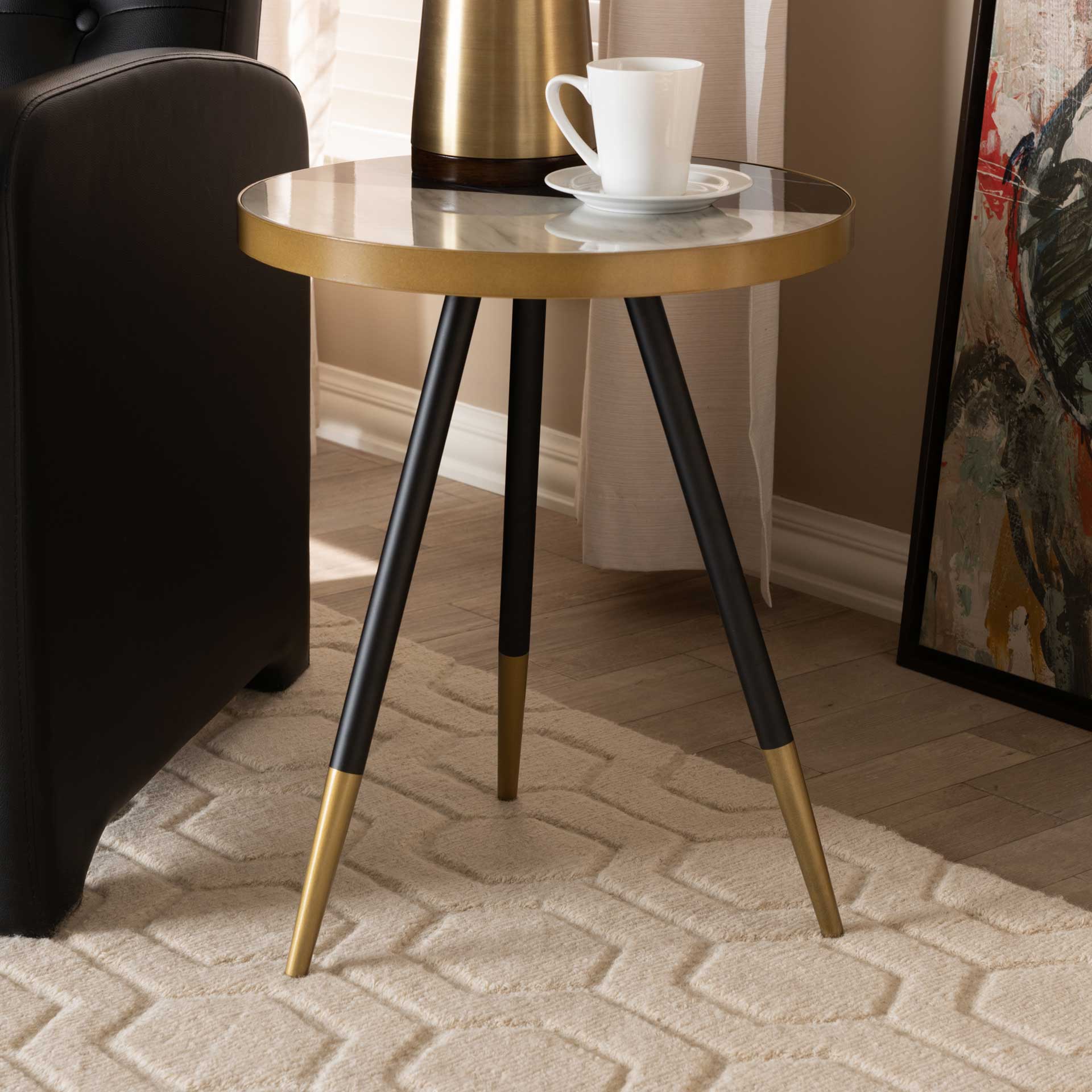 Seattle Marble/Metal End Table Black/Gold - Image 6