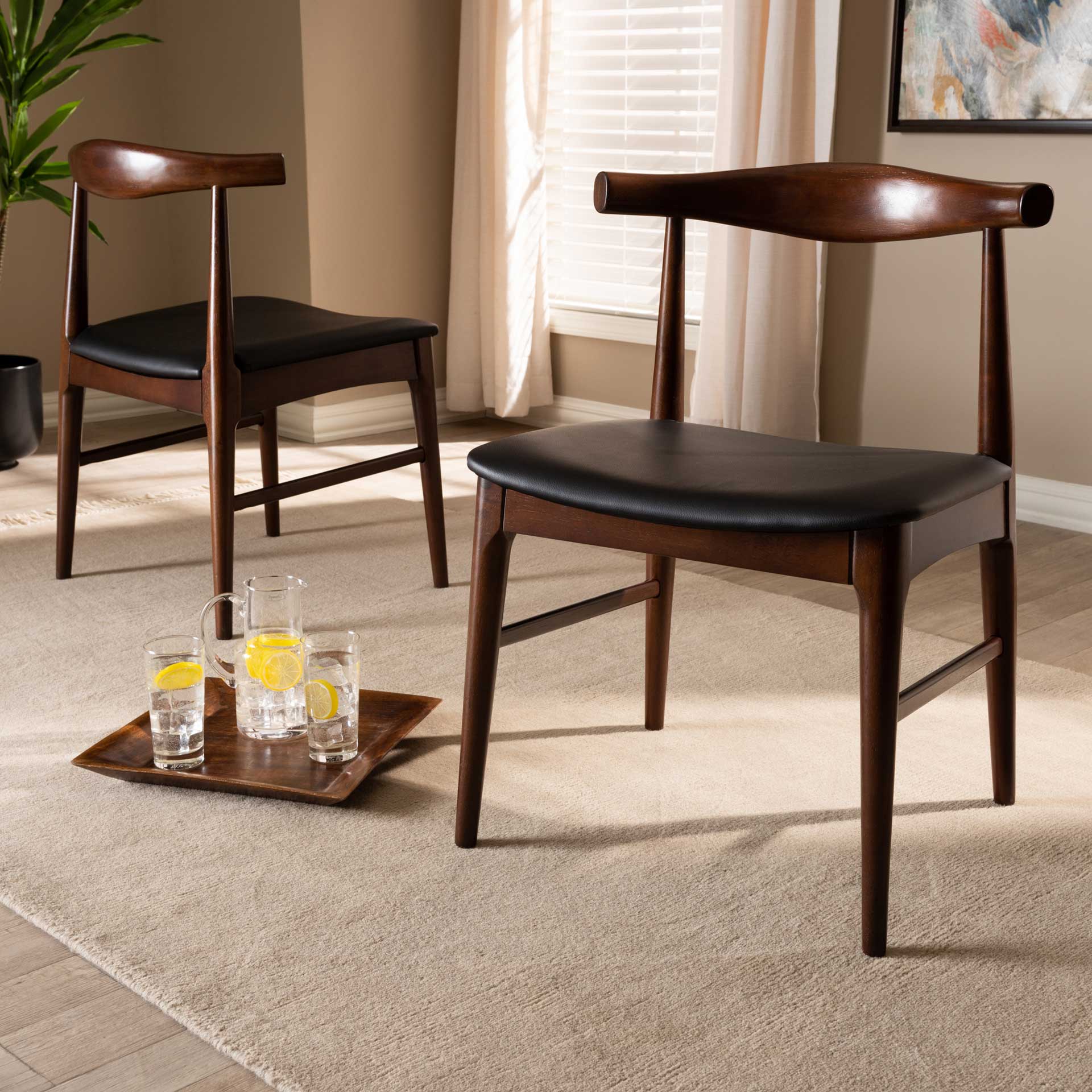 Seattle Wood Dining Chair Black/Walnut (Set of 2) - Image 9