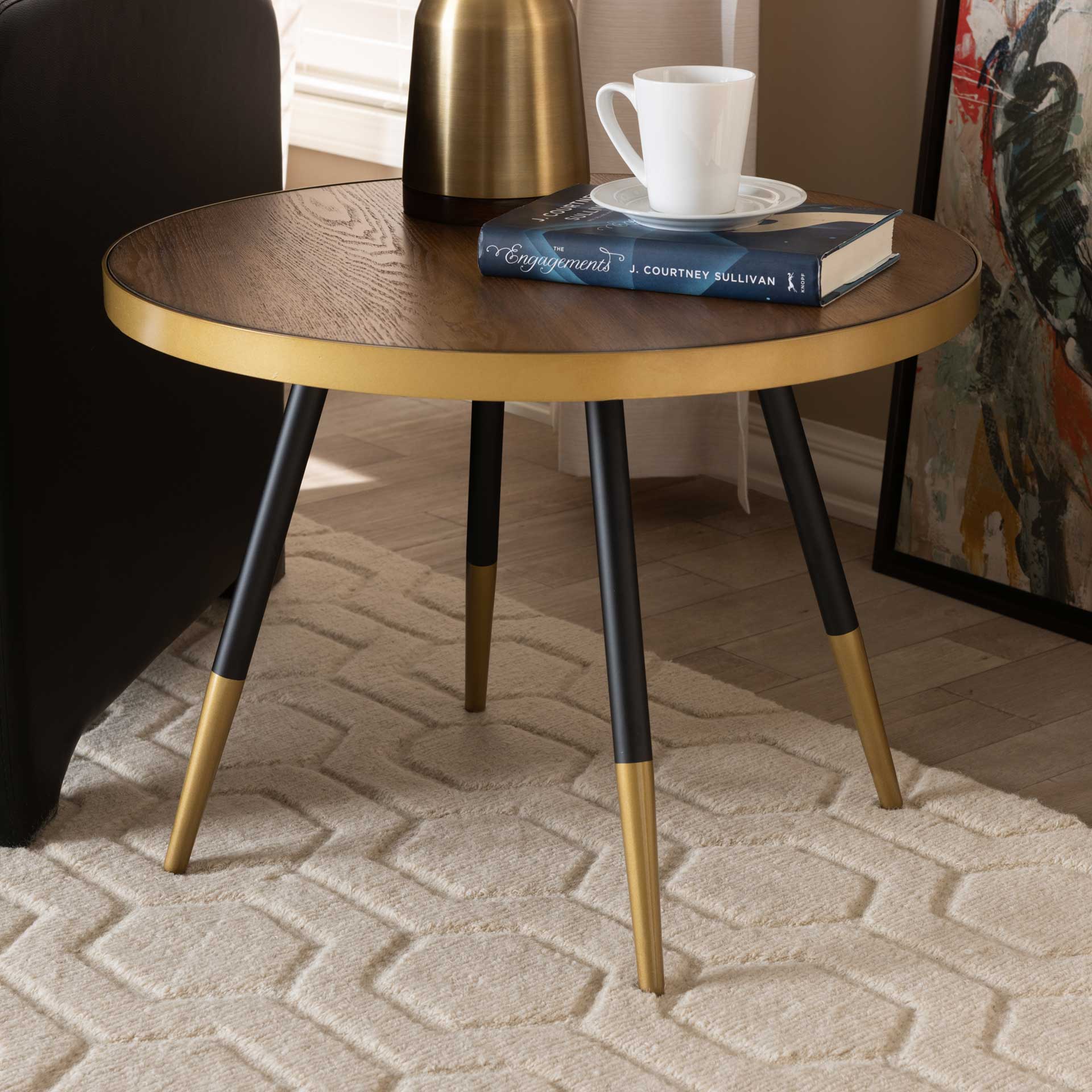 Seattle Wood/Metal Coffee Table Walnut/Black/Gold - Image 7