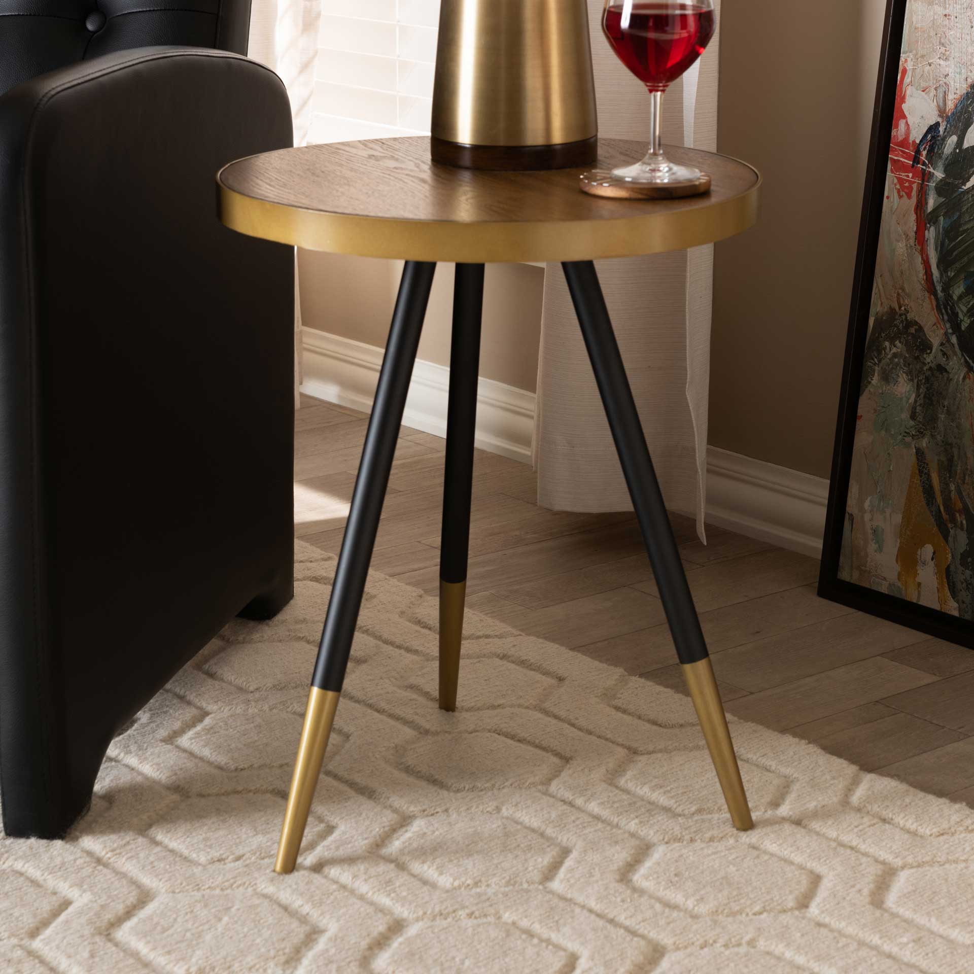 Seattle Wood/Metal End Table Walnut/Black/Gold - Image 6