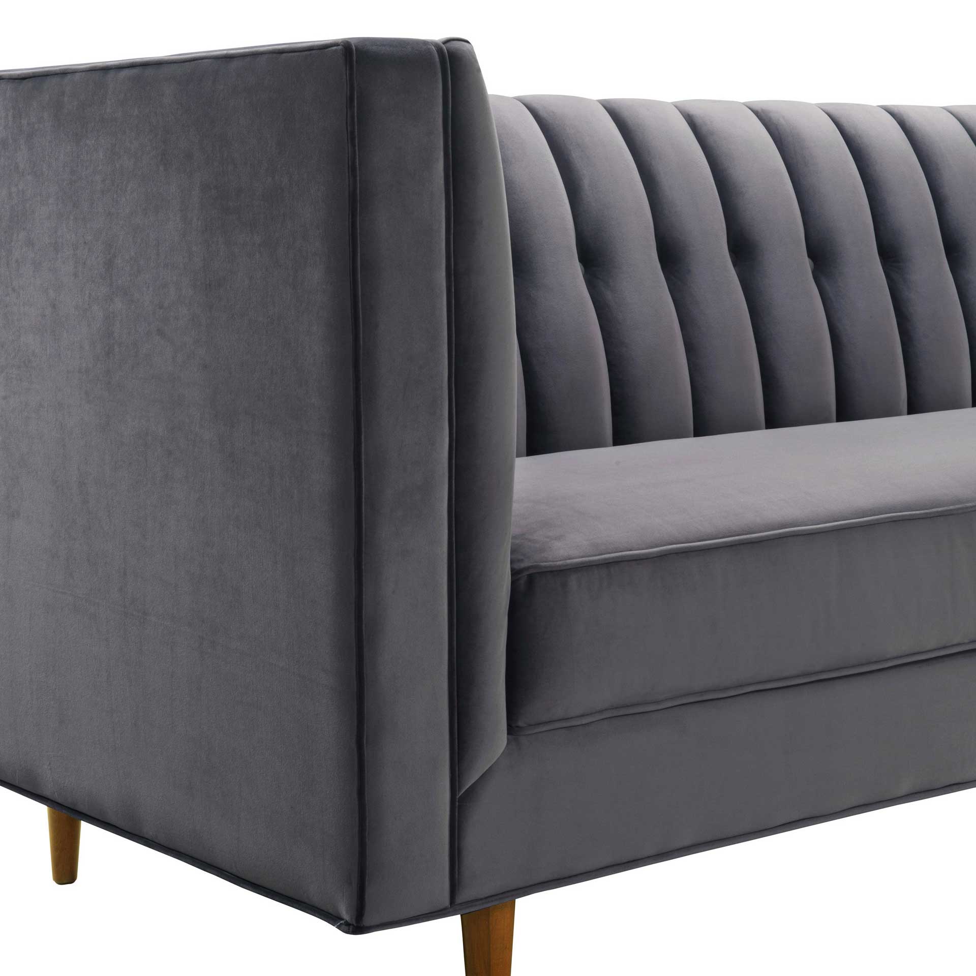 Sebesi Velvet Sofa Gray - Image 3