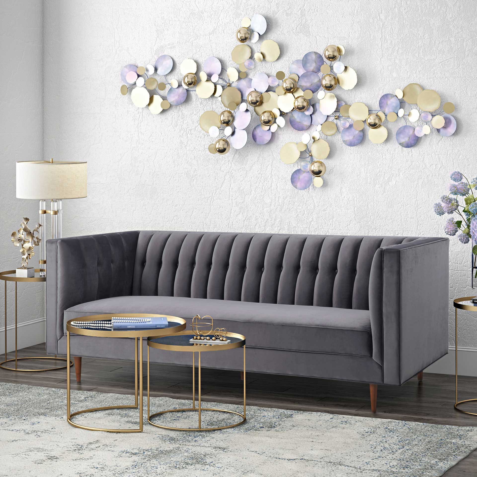 Sebesi Velvet Sofa Gray - Image 6