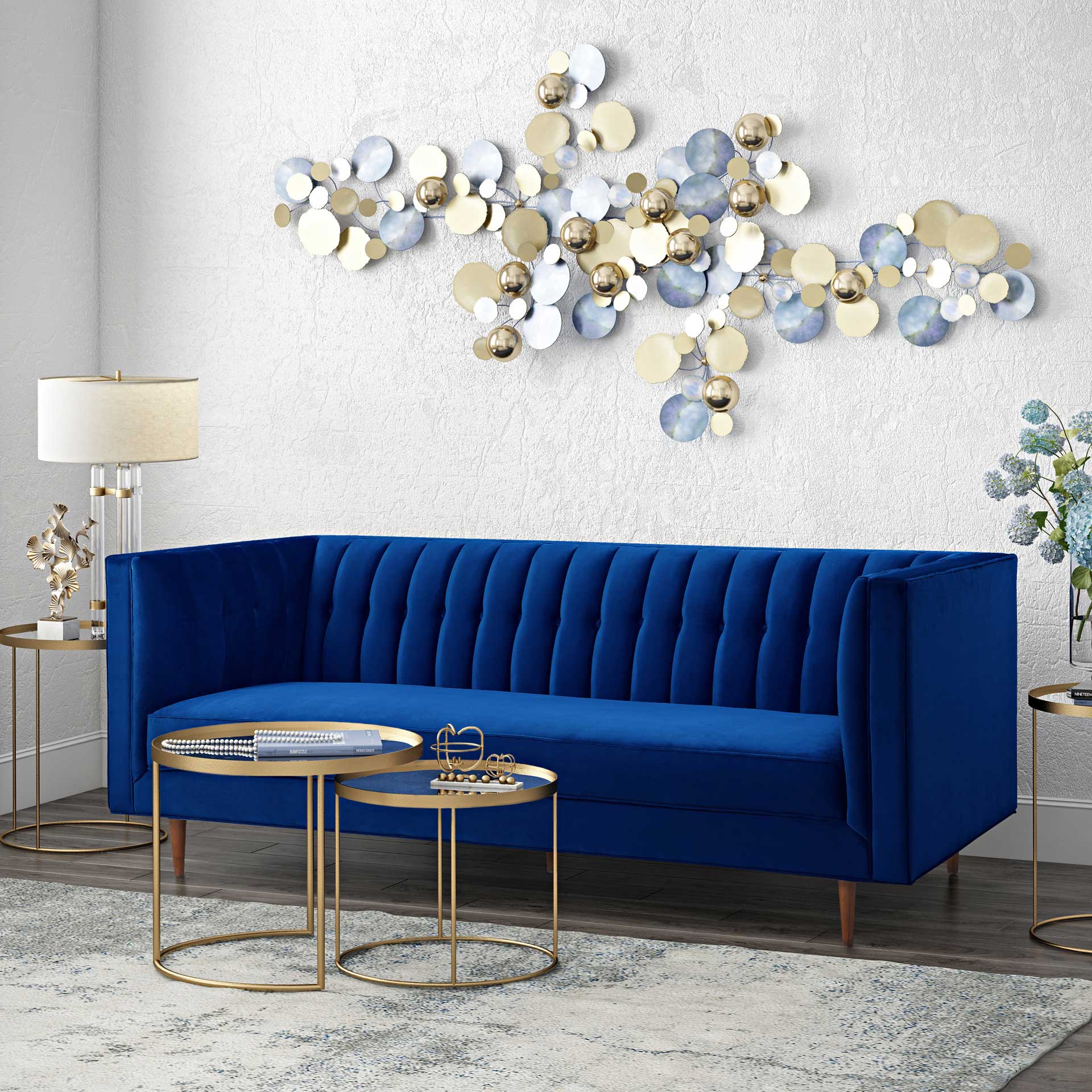Sebesi Velvet Sofa Navy - Image 6