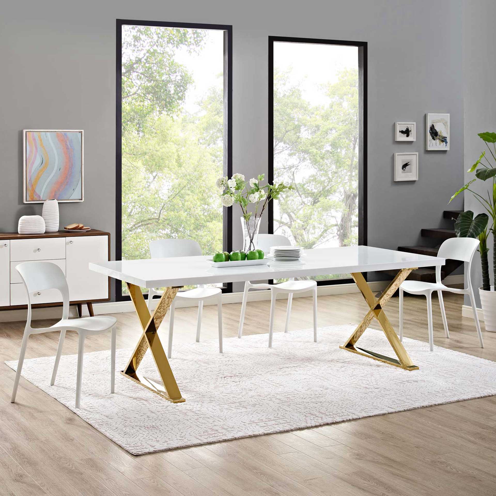 Section Dining Table White/Gold - Image 4