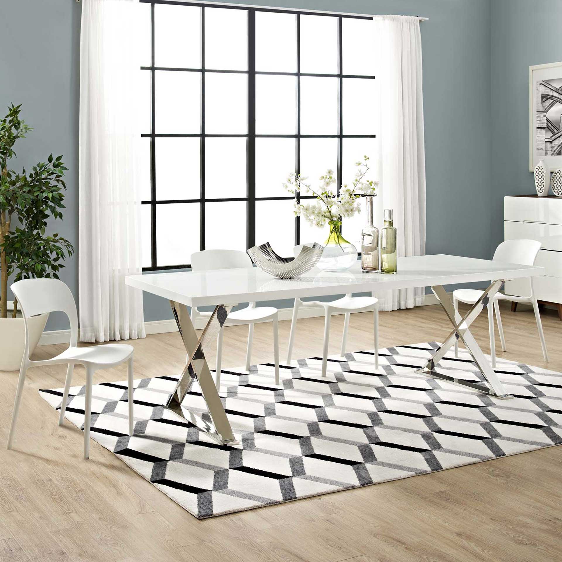 Section Dining Table White Silver - Image 4