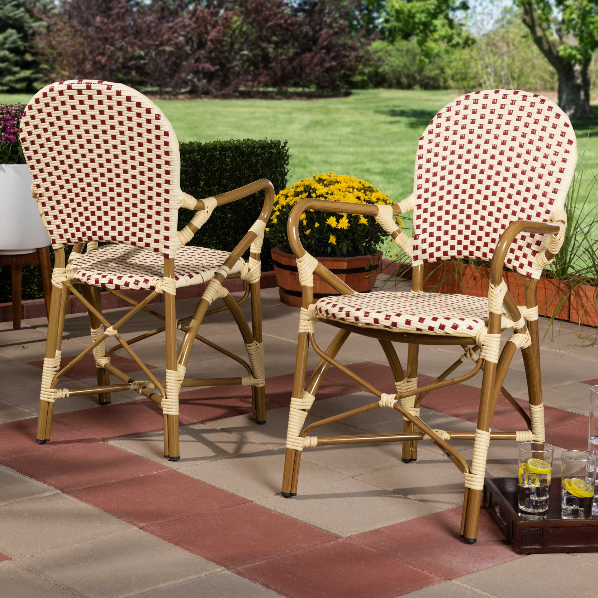 Sedra Dining Chair Beige/Red (Set of 2) - Image 7