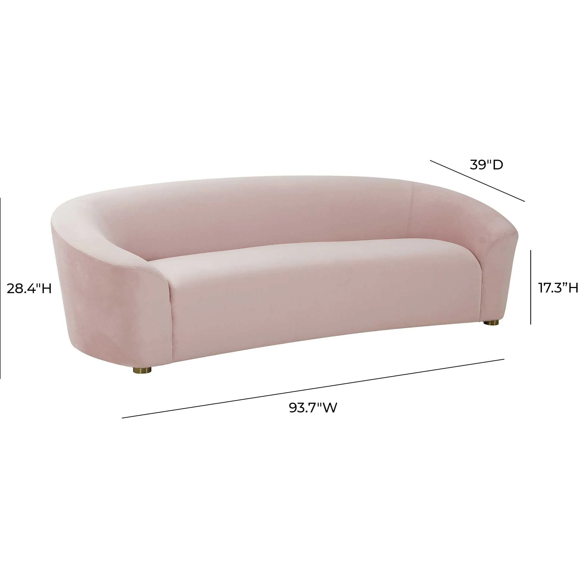 Selena Velvet Sofa Blush - Image 6