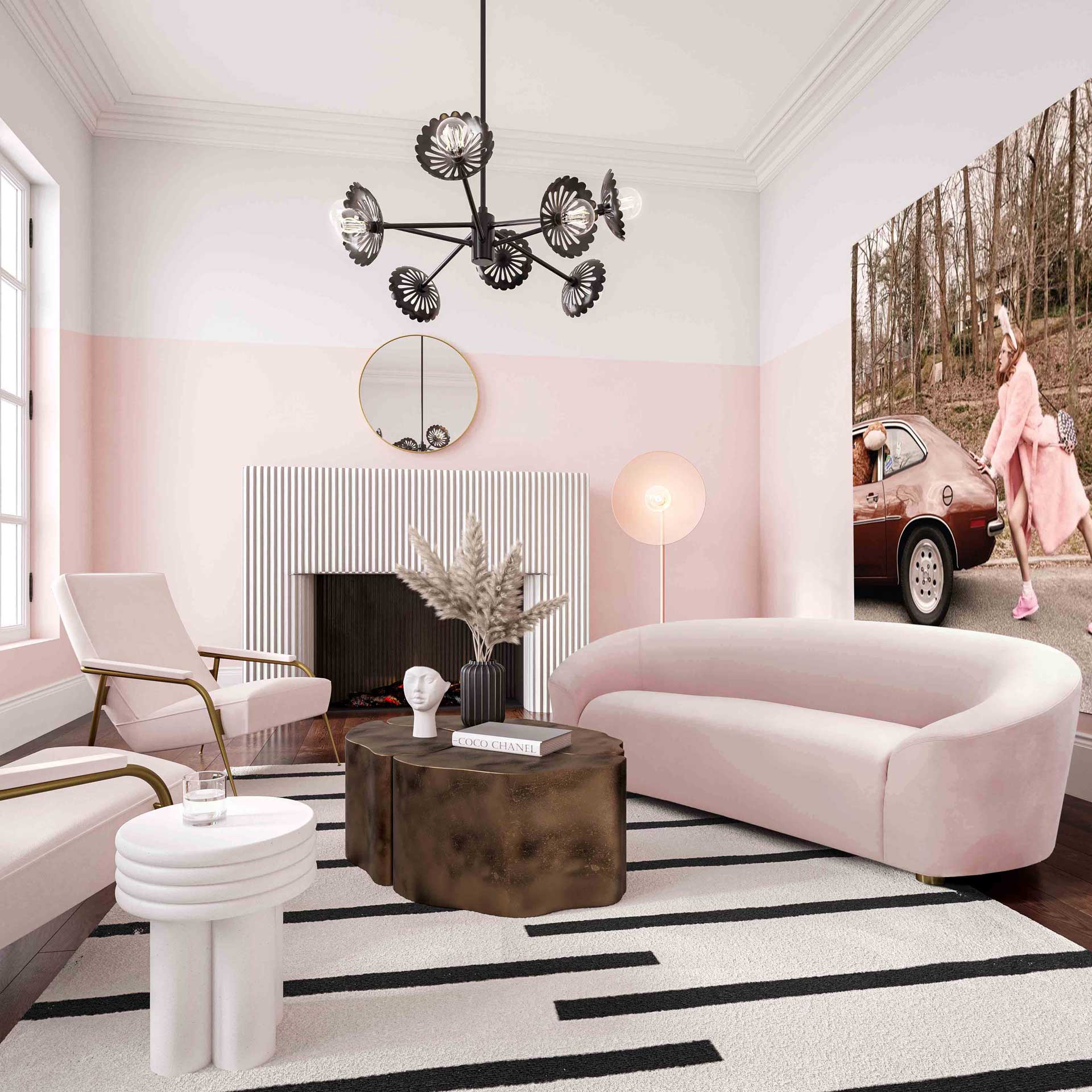 Selena Velvet Sofa Blush - Image 7
