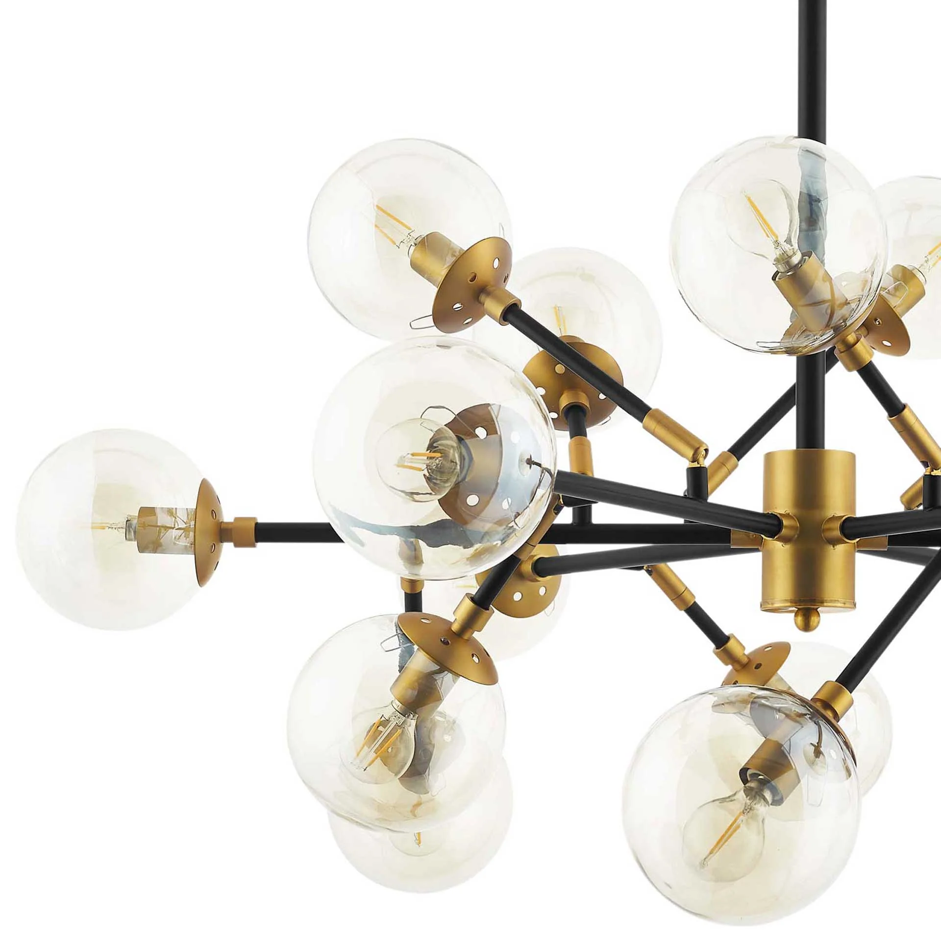 Selene 18 Light Pendant Chandelier Brass Gold/Black - Image 3