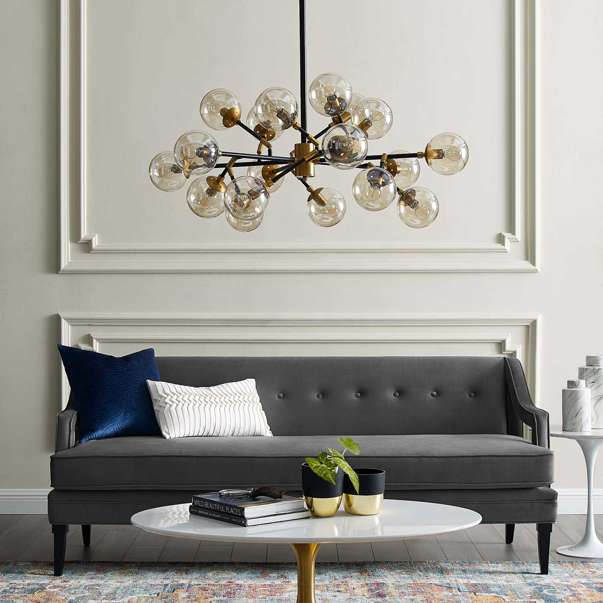 Selene 18 Light Pendant Chandelier Brass Gold/Black - Image 4