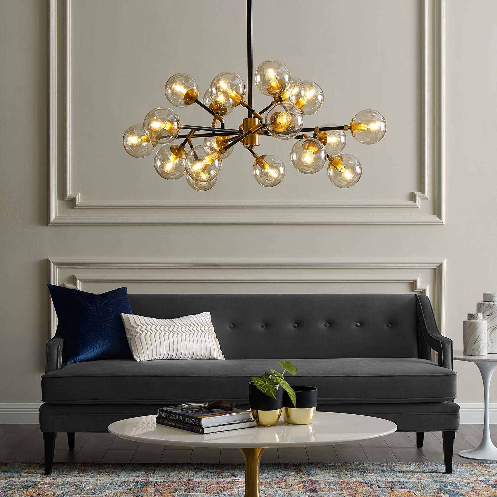 Selene 18 Light Pendant Chandelier Brass Gold/Black - Image 5