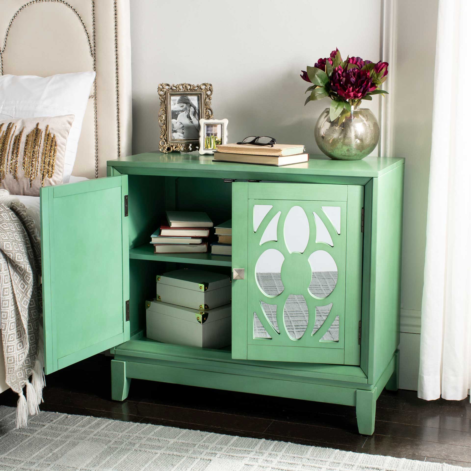 Shadi 2 Door Chest Turquoise/Mirror - Image 10