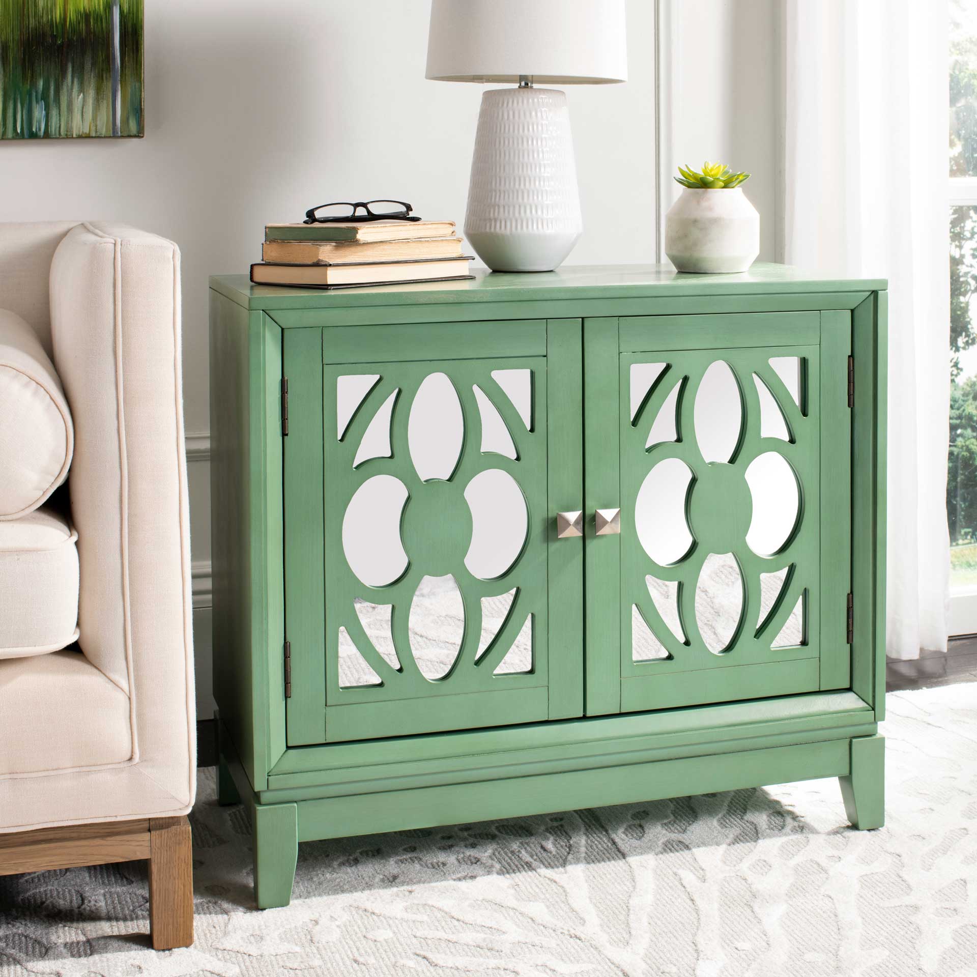 Shadi 2 Door Chest Turquoise/Mirror - Image 8