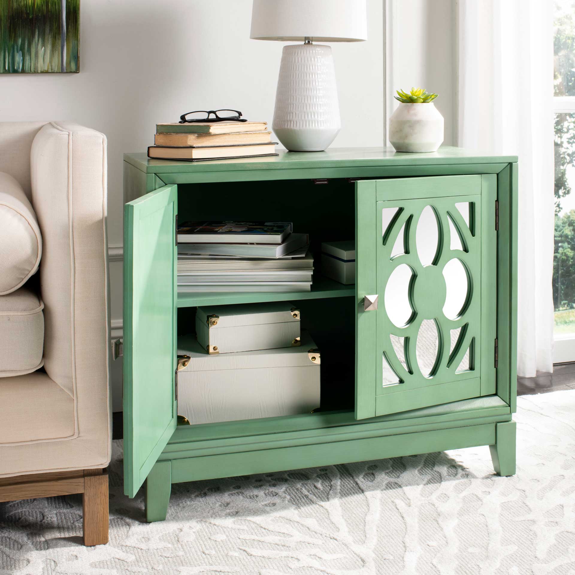 Shadi 2 Door Chest Turquoise/Mirror - Image 9
