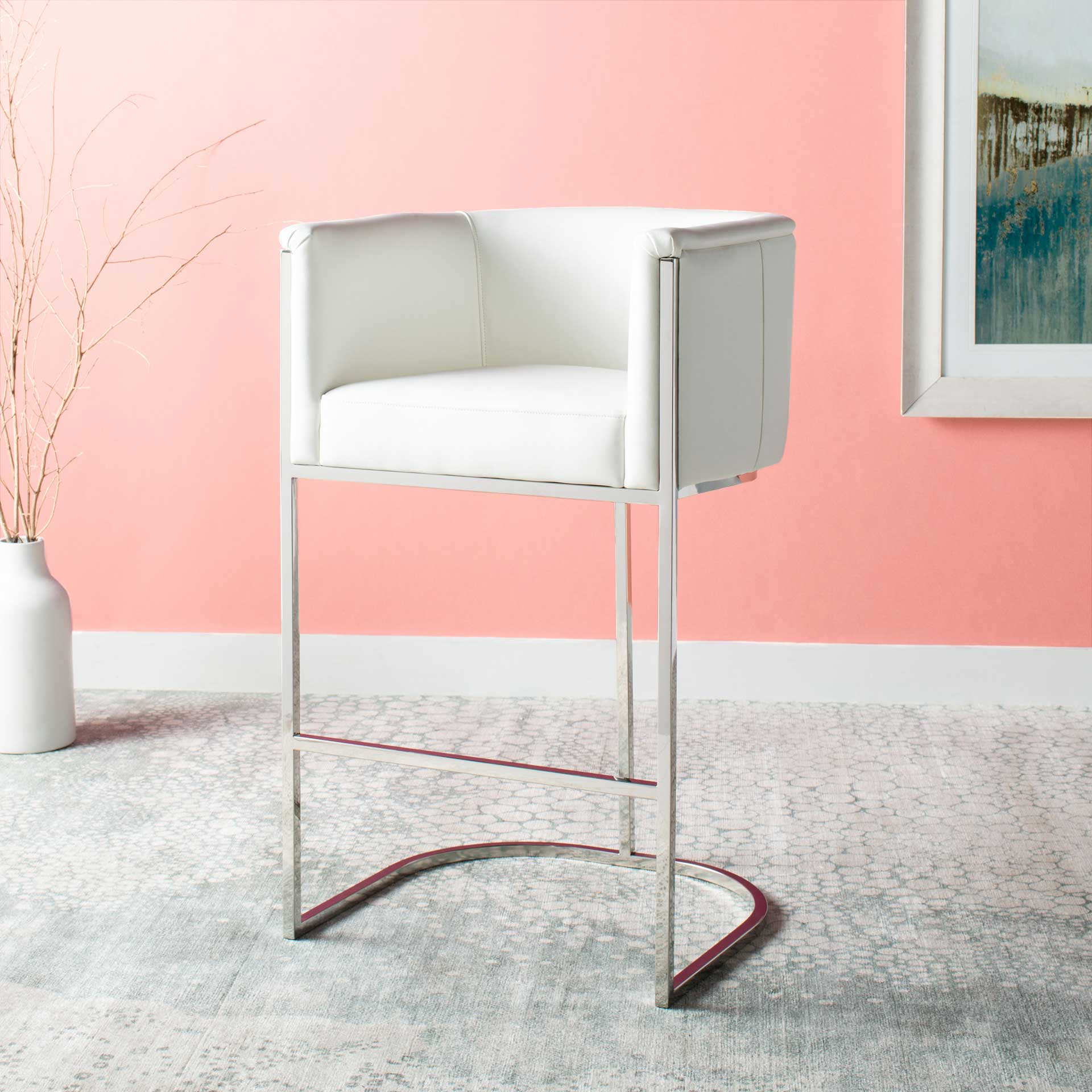 Shanara Leather Bar Stool White - Image 4