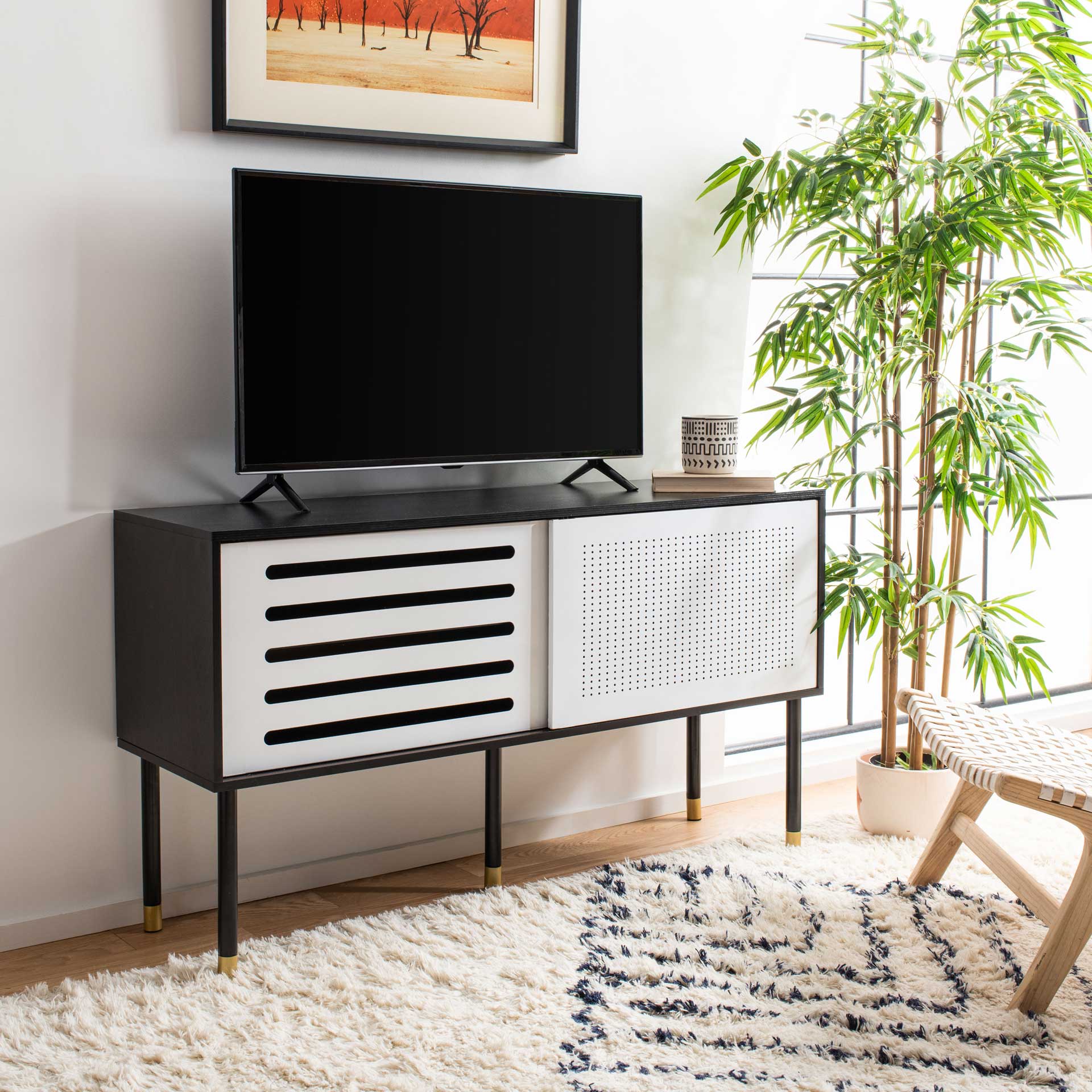 Shanara TV Stand Black/White/Gold - Image 6