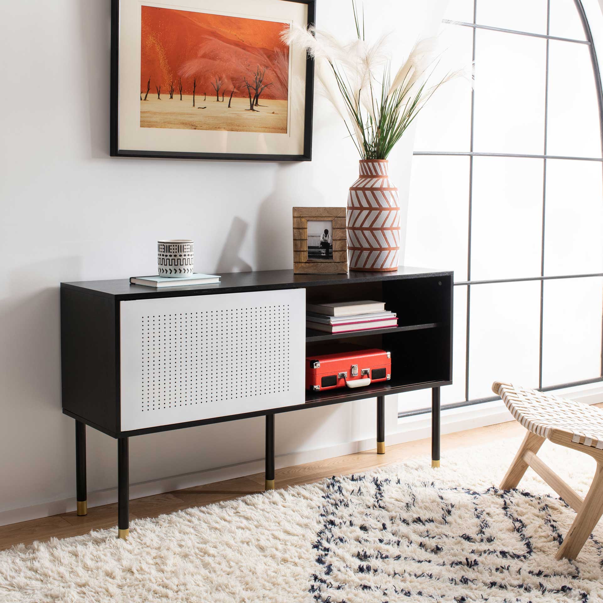 Shanara TV Stand Black/White/Gold - Image 7