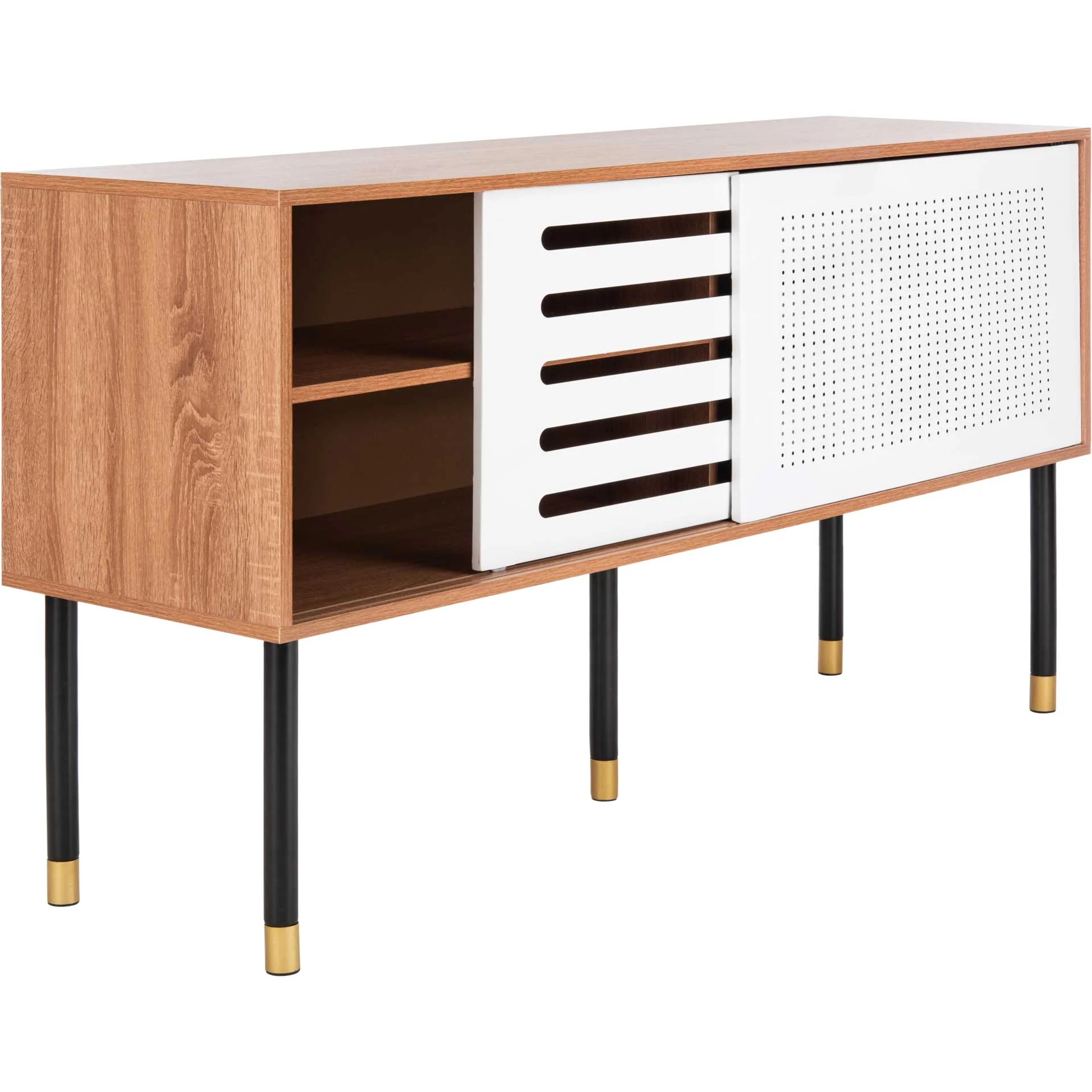 Shanara TV Stand White/Natural/Black/Gold - Image 6