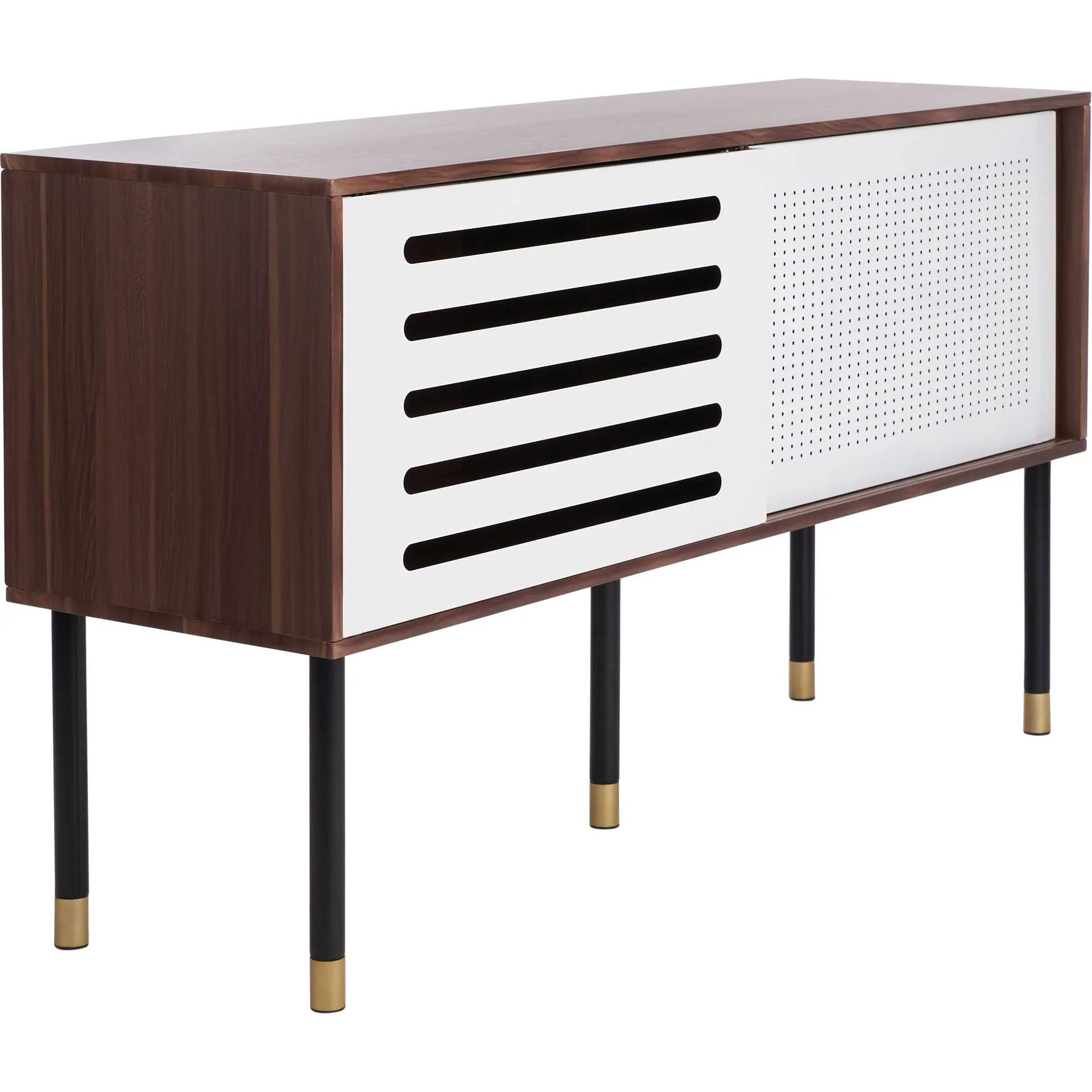 Shanara TV Stand White/Walnut/Black/Gold - Image 2
