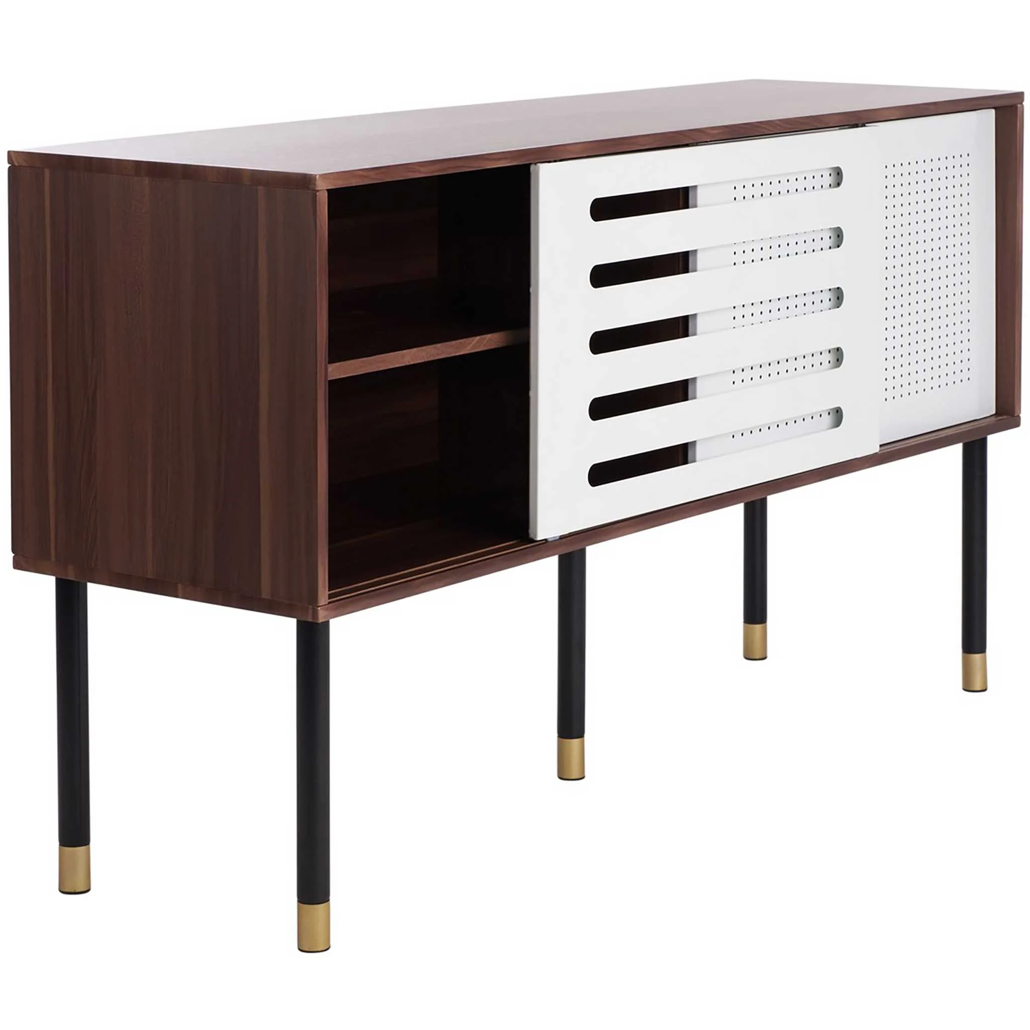 Shanara TV Stand White/Walnut/Black/Gold - Image 3