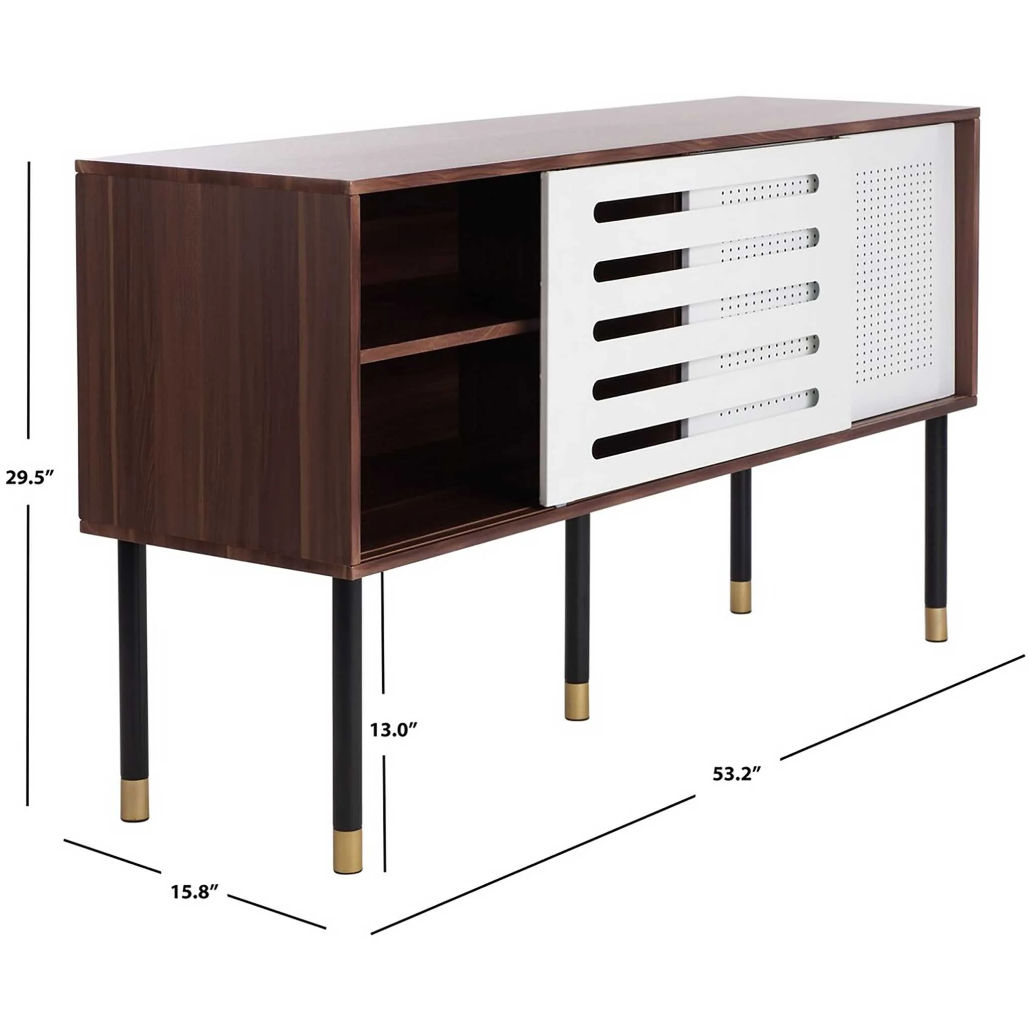 Shanara TV Stand White/Walnut/Black/Gold - Image 6