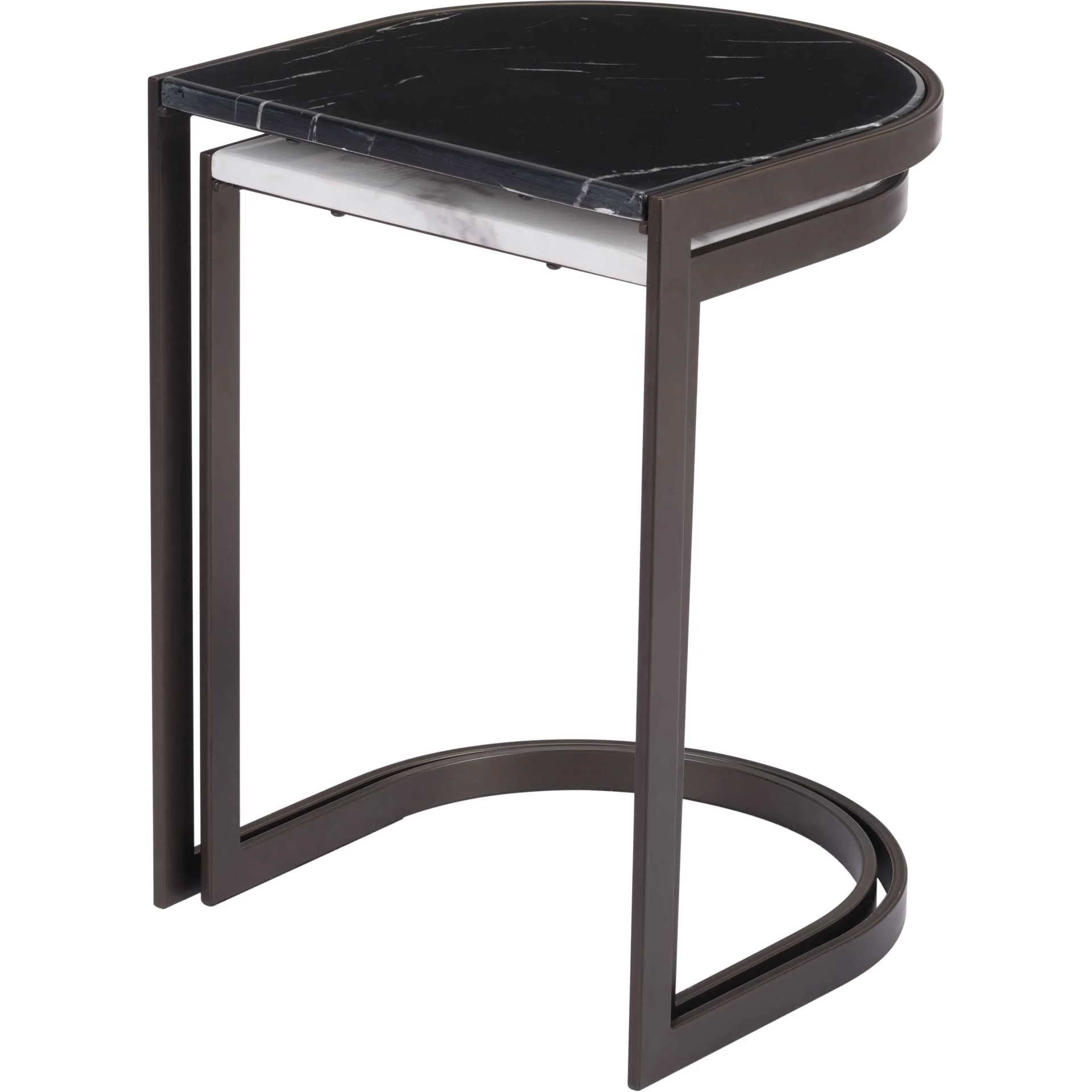 Shaw Nesting End Tables Black/Stone/Antique Brass - Image 4