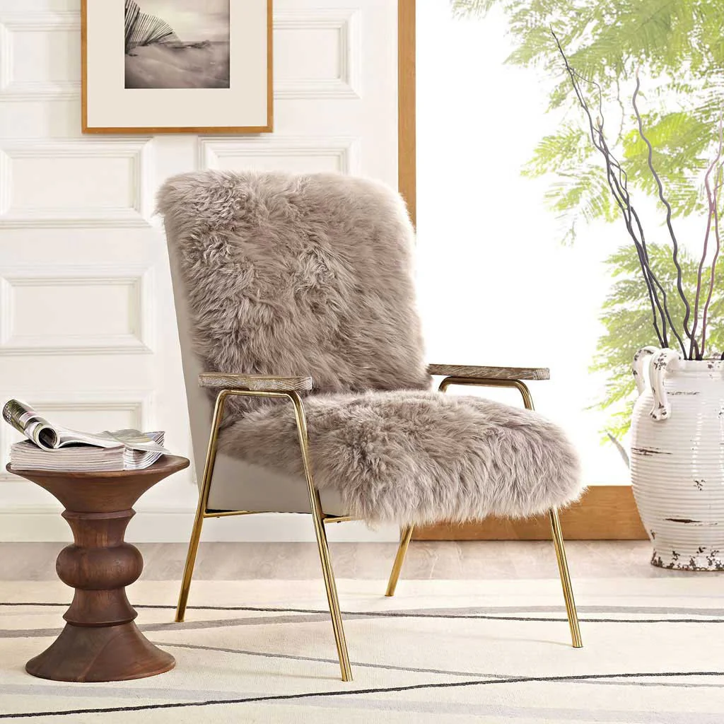 Sheepskin Armchair Brown - Image 4