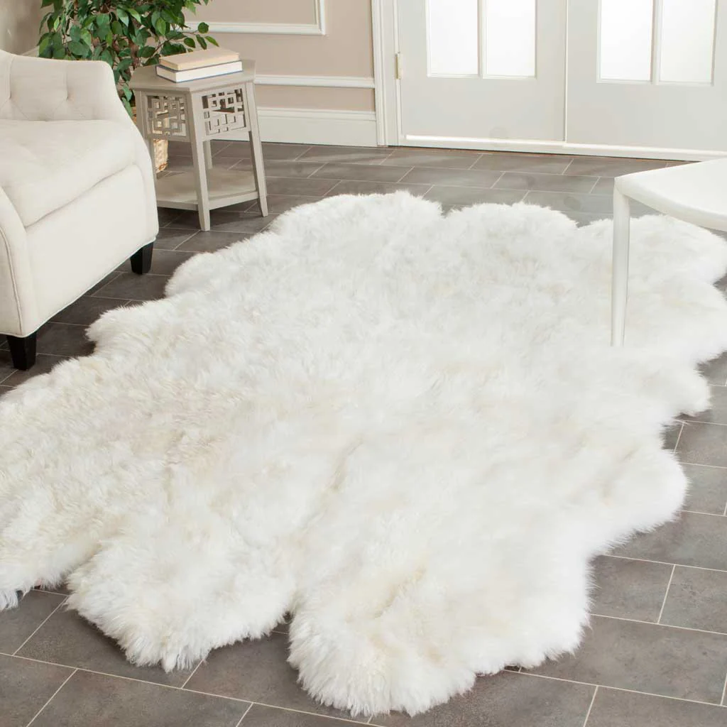 Sheepskin Hand Woven White Area Rug - Image 10