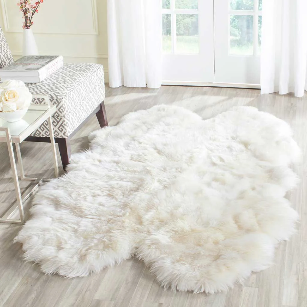 Sheepskin Hand Woven White Area Rug - Image 11