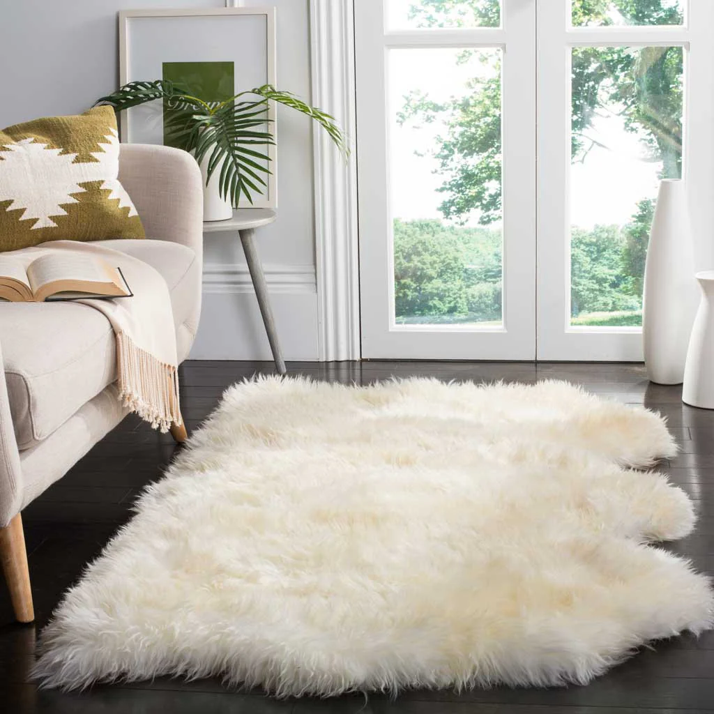 Sheepskin Hand Woven White Area Rug - Image 12