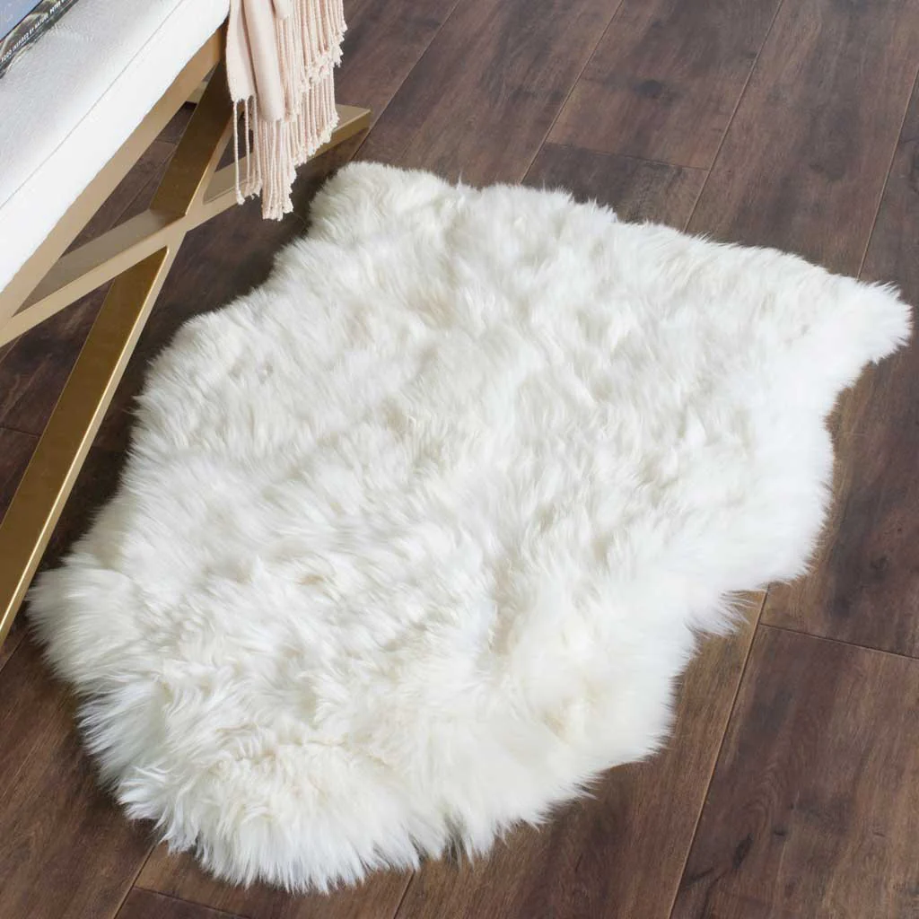 Sheepskin Hand Woven White Area Rug - Image 13