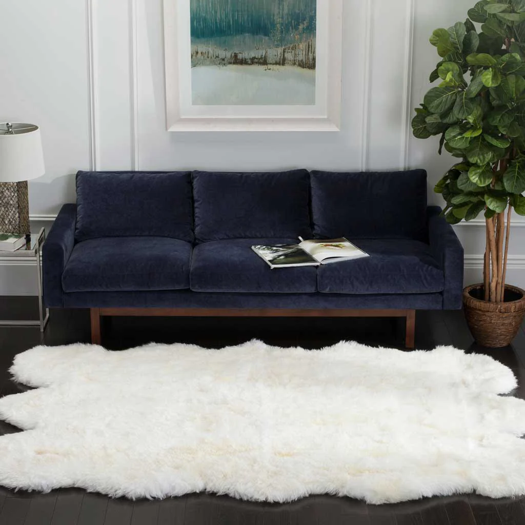 Sheepskin Hand Woven White Area Rug - Image 14
