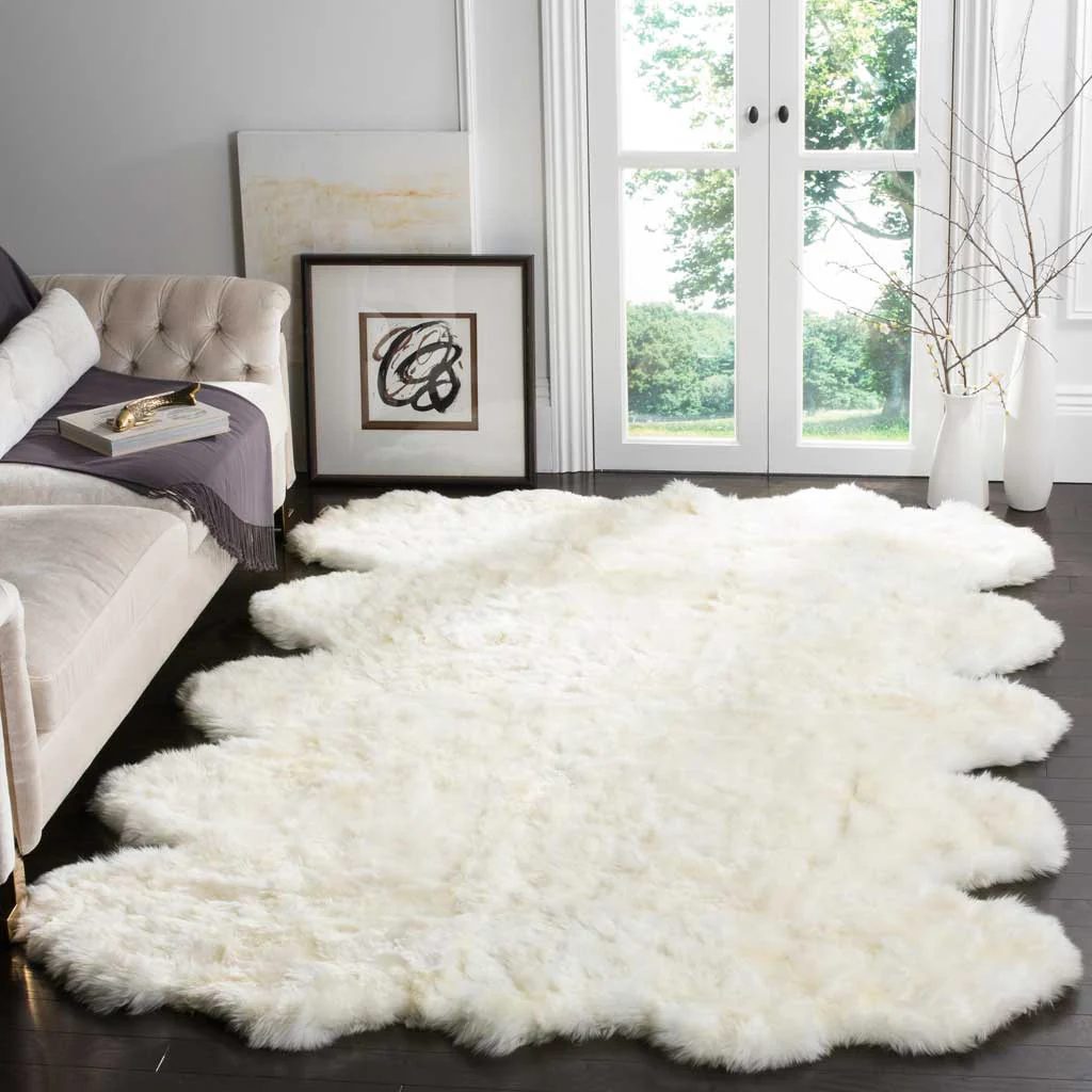 Sheepskin Hand Woven White Area Rug - Image 9
