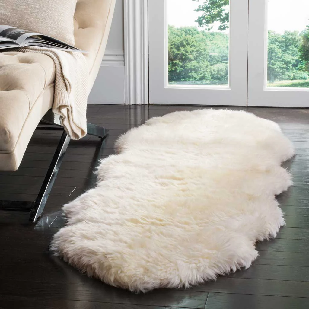 Sheepskin Hand Woven White Runner Rug - Image 6